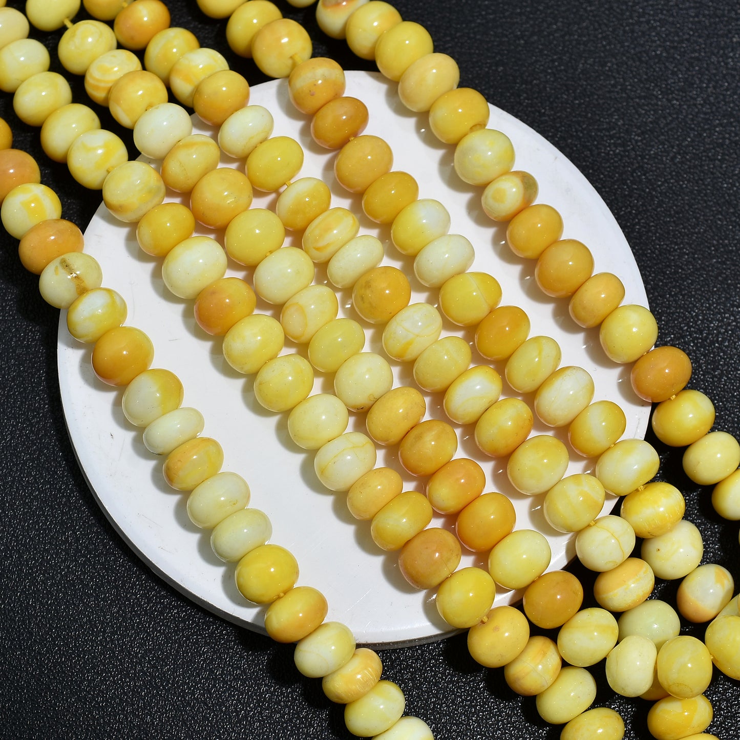 Natural Yellow Opal Rondelle Beads Strand – Smooth Polished Gemstone Beads for Jewelry Making