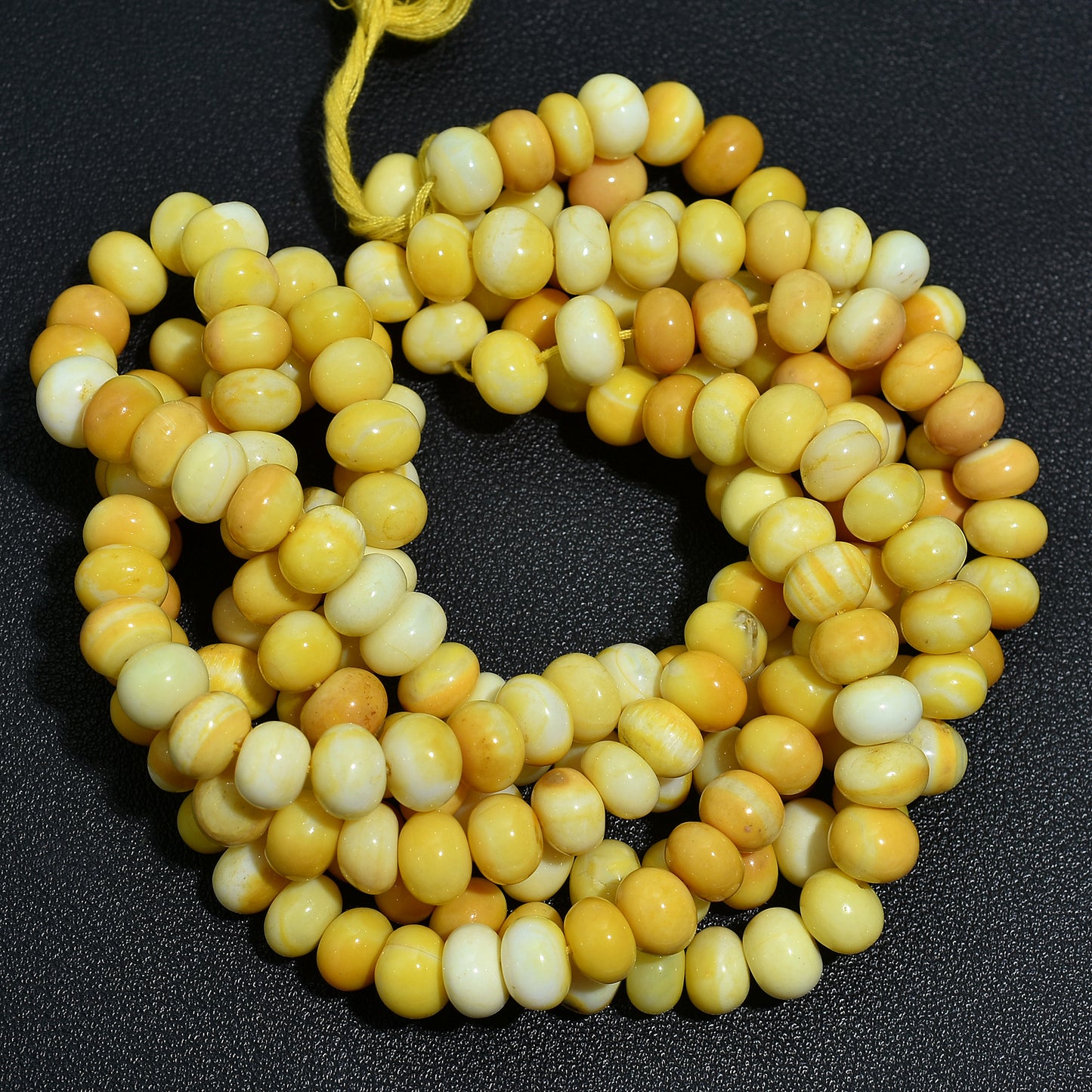 Natural Yellow Opal Rondelle Beads Strand – Smooth Polished Gemstone Beads for Jewelry Making