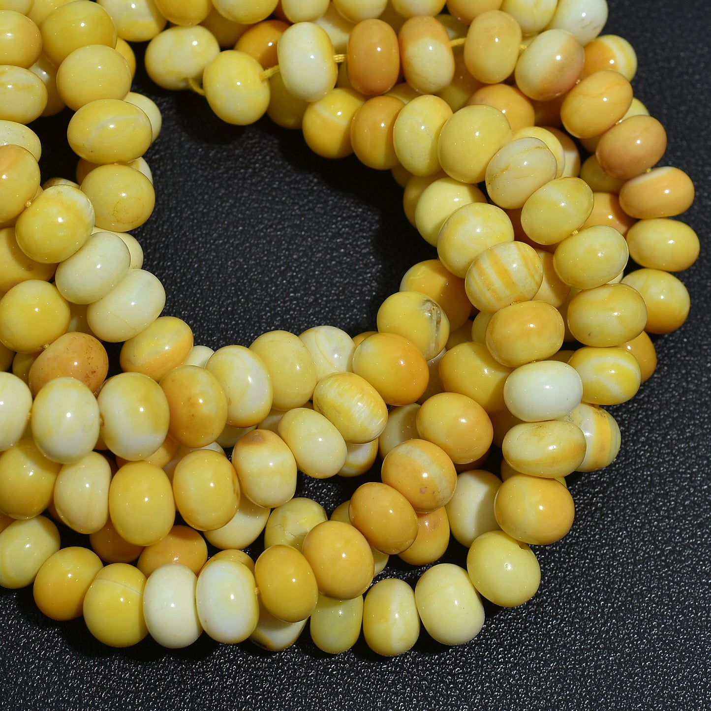Natural Yellow Opal Rondelle Beads Strand – Smooth Polished Gemstone Beads for Jewelry Making