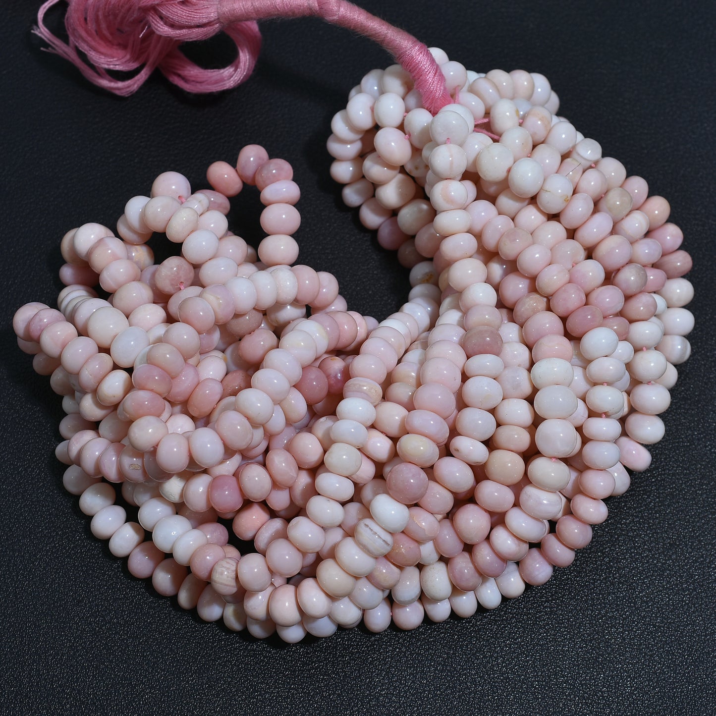 Wholesale Pink Shaded Opal Rondelle Beads – 16 Inch Strand Smooth Gemstone Beads For Handmade Jewelry