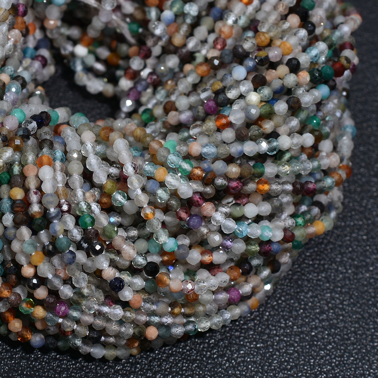 Multi Disco Faceted Crystal Beads – Micro Cut Gemstone Strand for Jewelry Making