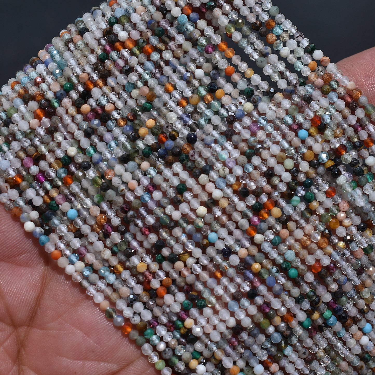 Multi Disco Faceted Crystal Beads – Micro Cut Gemstone Strand for Jewelry Making