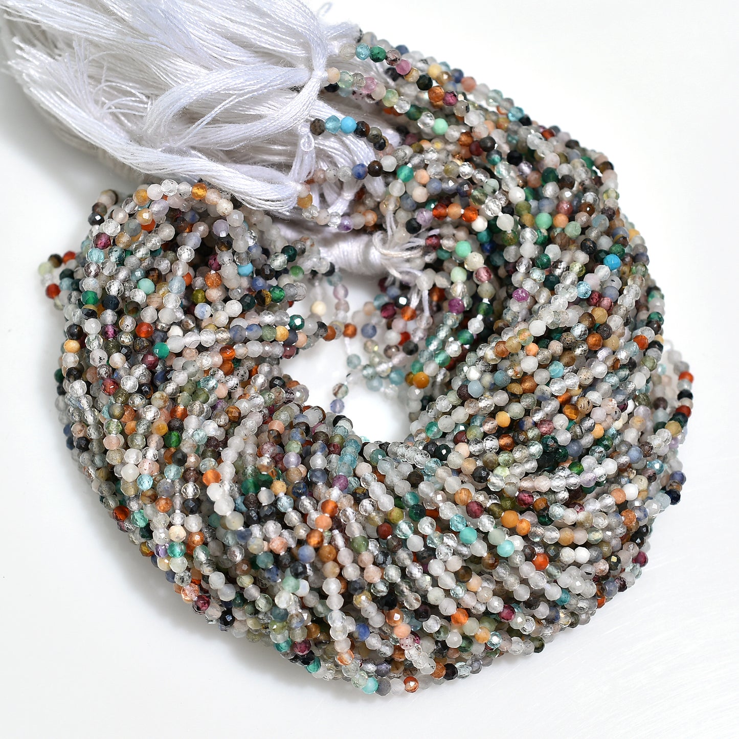 Multi Disco Faceted Crystal Beads – Micro Cut Gemstone Strand for Jewelry Making