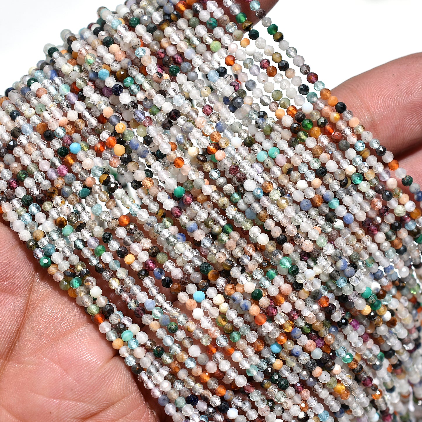 Multi Disco Faceted Crystal Beads – Micro Cut Gemstone Strand for Jewelry Making