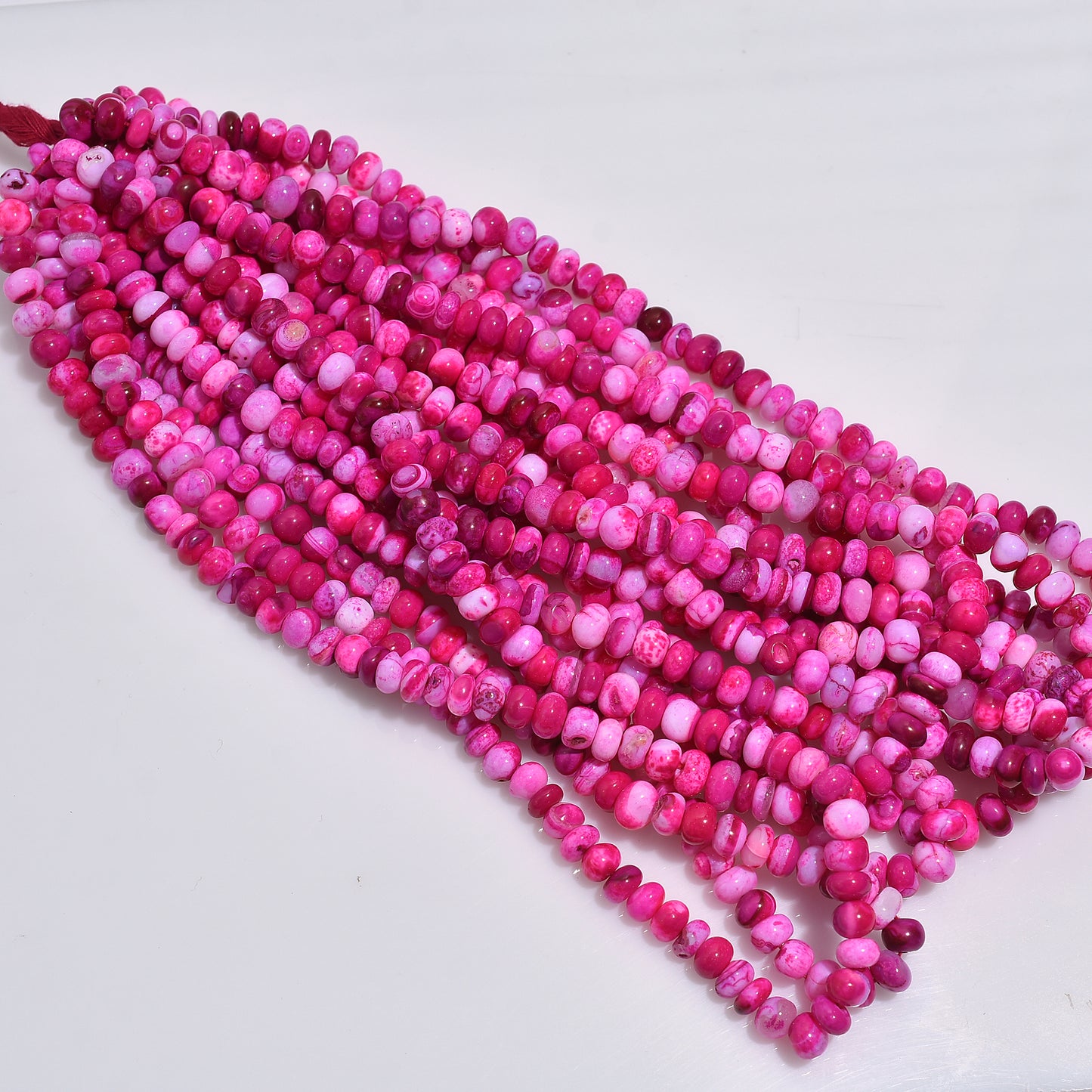 Fuchsia Pink Opal Rondelle Smooth Beads 16 Inch Strand, Wholesale Polished Gemstone Beads For DIY Accessories