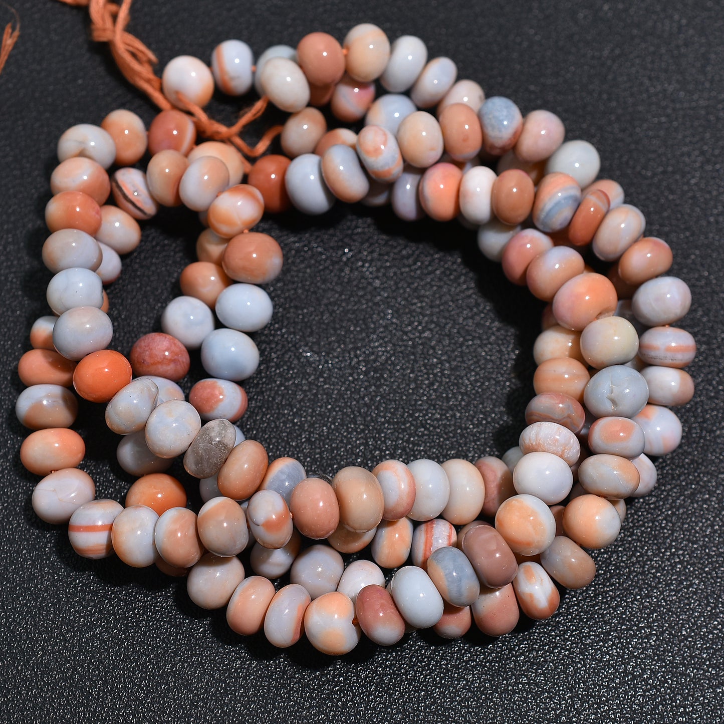 Unique Light Orange & Sky Opal Beads - Beautiful Combination Gemstone Strand For DIY Jwelery