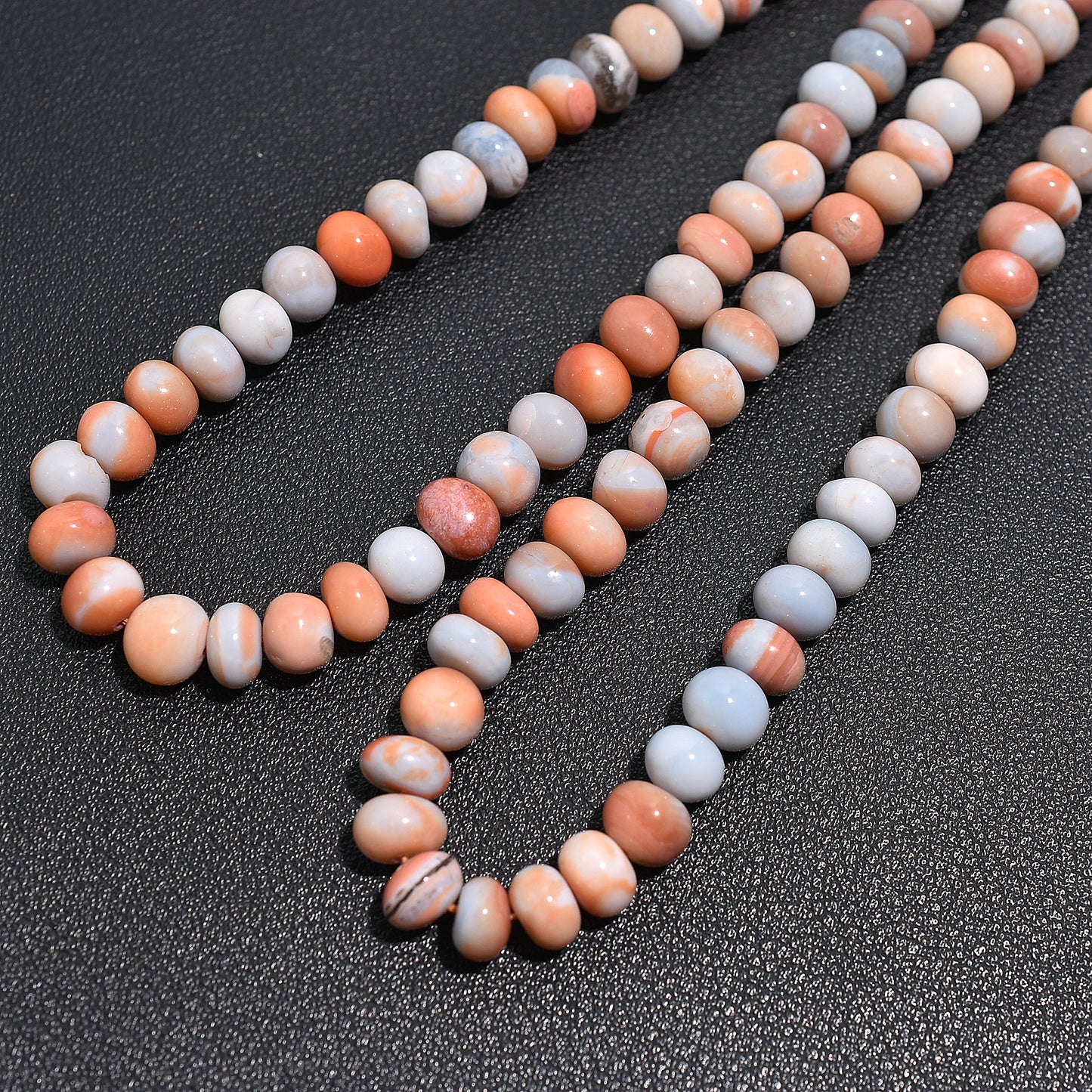 Unique Light Orange & Sky Opal Beads - Beautiful Combination Gemstone Strand For DIY Jwelery