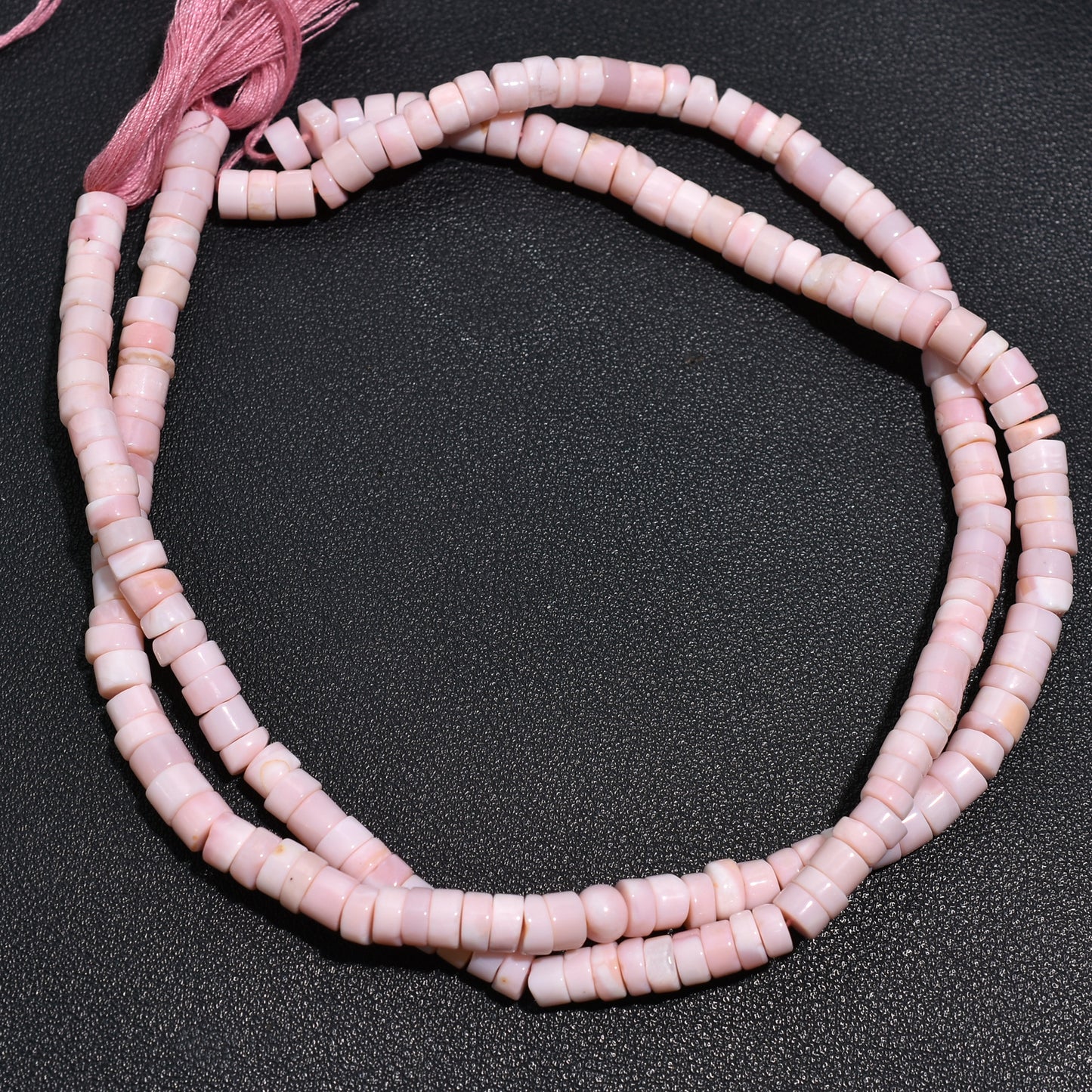 Soft Pink Opal Heishi Beads – Tyre Shape Tiny Gemstone Strand for Jewelry Making