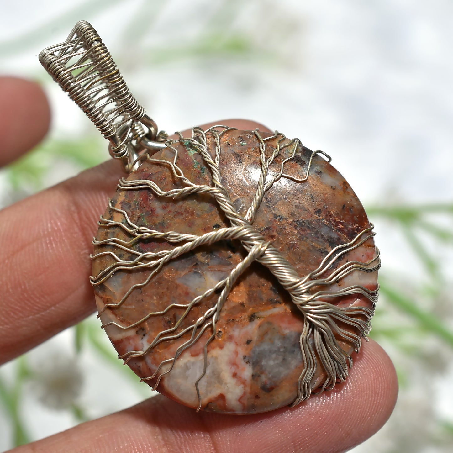 Space-Inspired Asteroid Pendant – Handmade Galactic Stone Wire Wrapping Jewelry(35x52x5mm,/80ct)