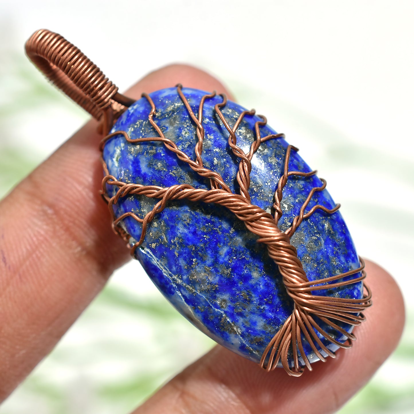 Unique Lapis Lazuli Tree of Life Pendant – Artisan Handmade Gemstone Jewelry(22x52x10mm,/78ct)