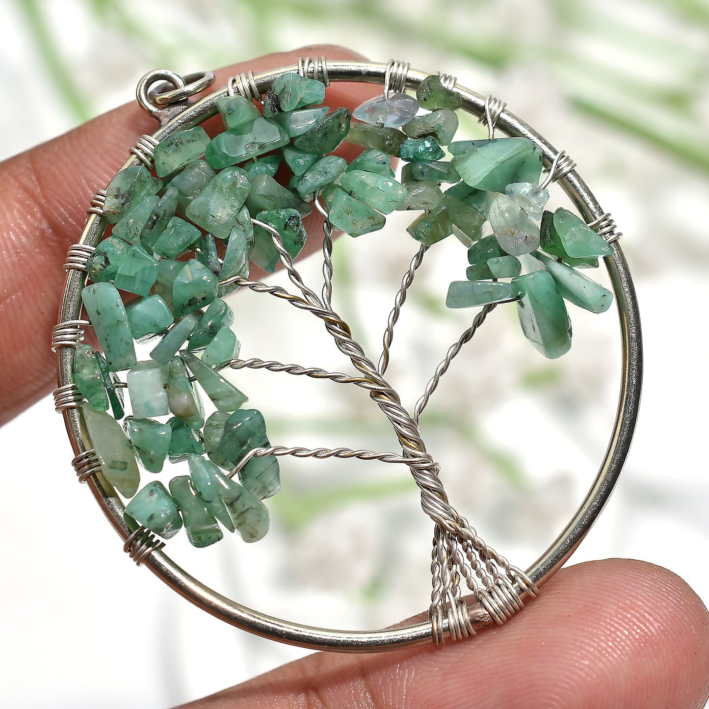 Mystic Chrysoprase Crystal Pendant – Handmade Spiritual Healing Stone Jewelry(44x50x5mm,/38ct)