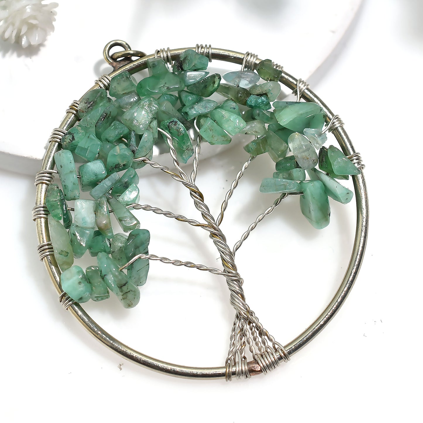 Mystic Chrysoprase Crystal Pendant – Handmade Spiritual Healing Stone Jewelry(44x50x5mm,/38ct)