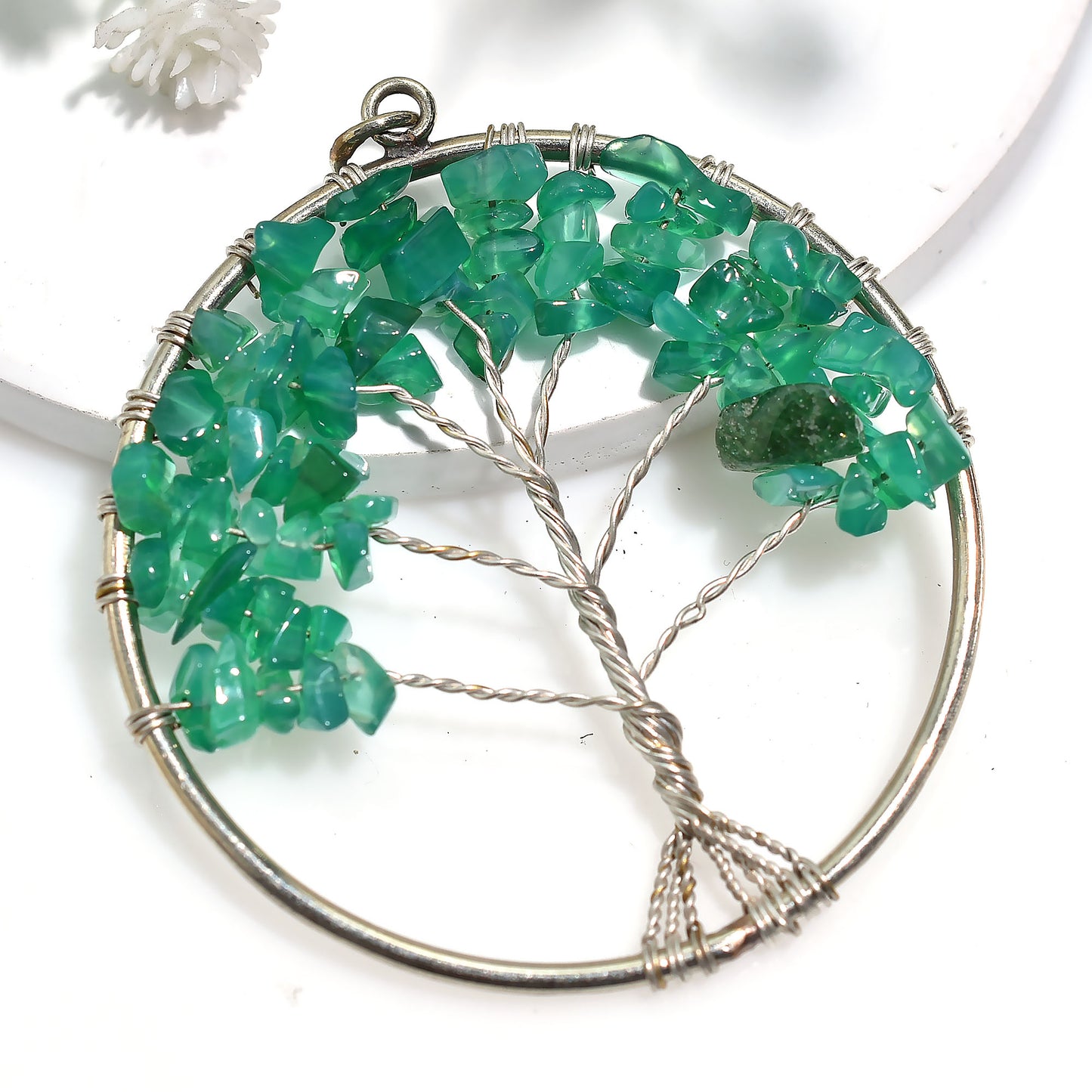 Stunning Green Onyx Pendant – Healing Crystal Necklace for Prosperity(40x50x5mm,/31ct)