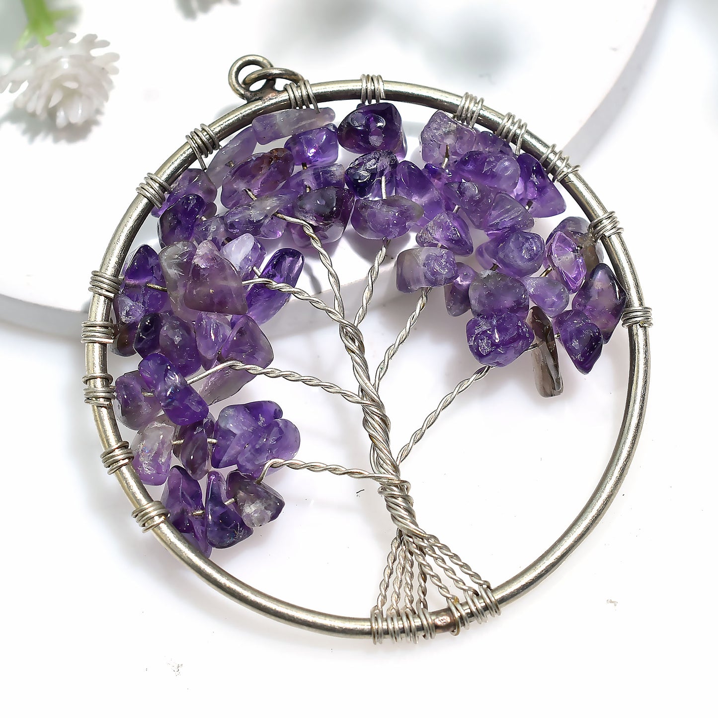 Deep Purple Amethyst Pendant – Elegant Healing Stone Necklace (41x50x5mm,/42ct)