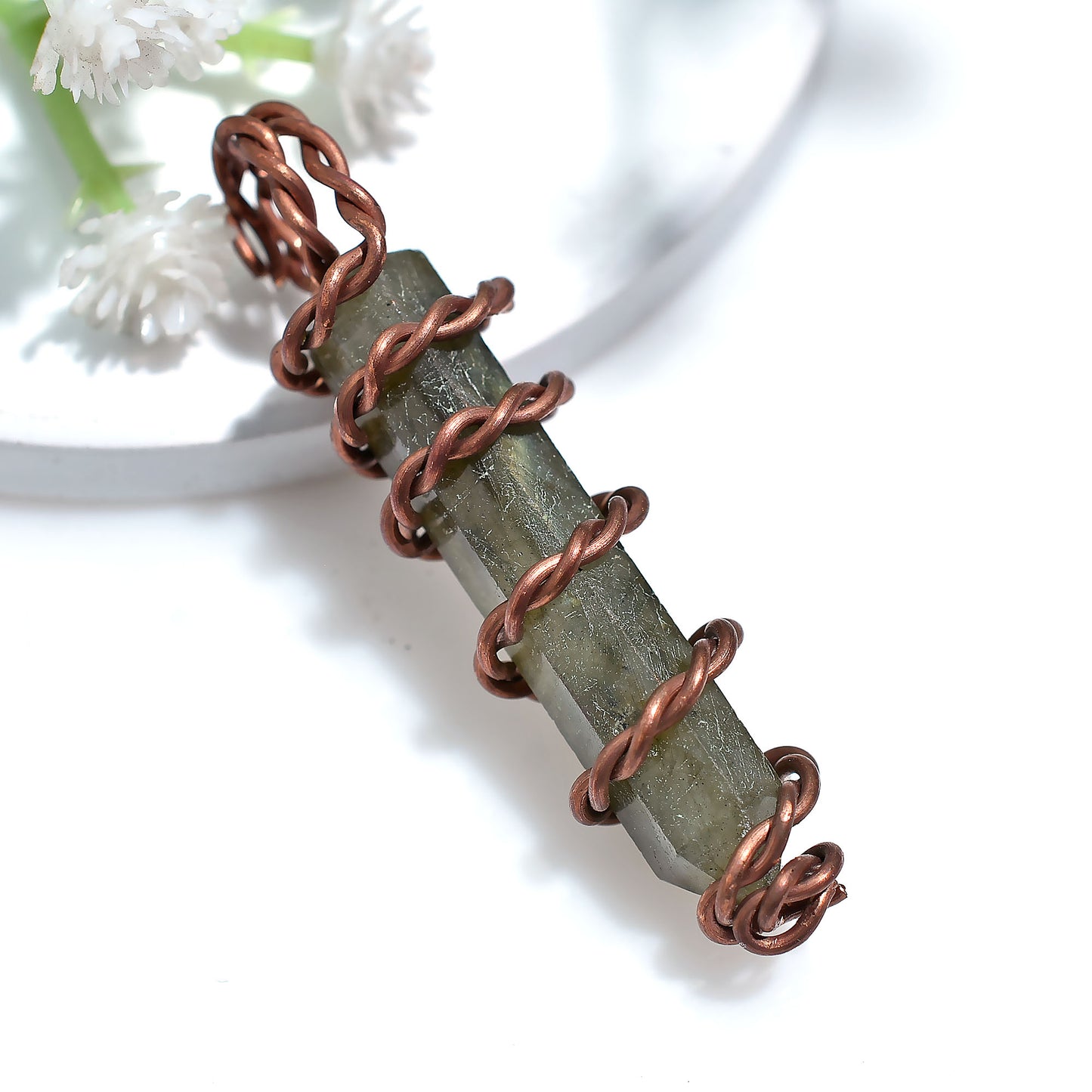 35ct Natural Labradorite Wire Wrapped Pendant – Spiritual Energy Gemstone Jewelry
