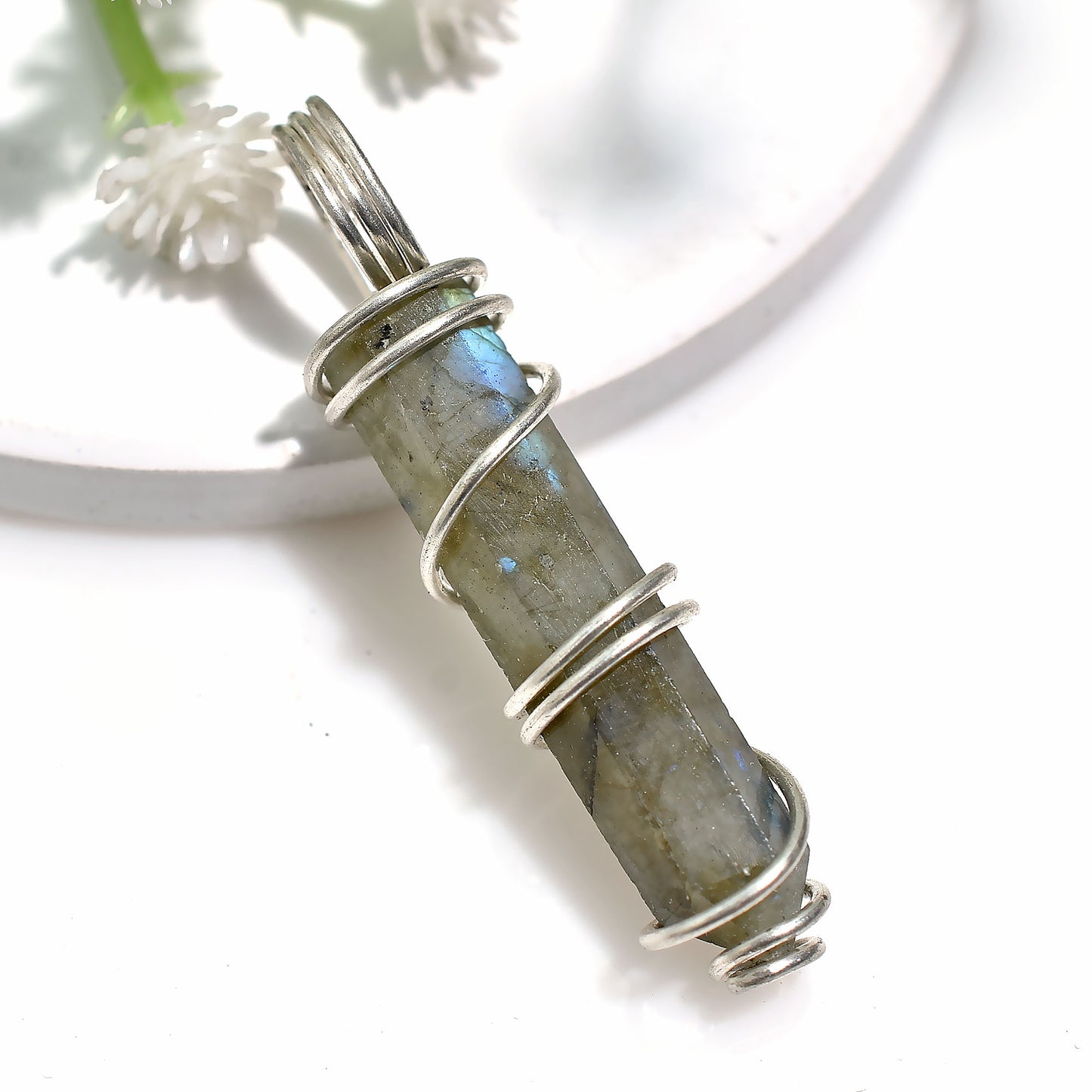 Wholesale Silver Wire Wrapped Labradorite Necklace – Protection & Third Eye Activation Gemstone