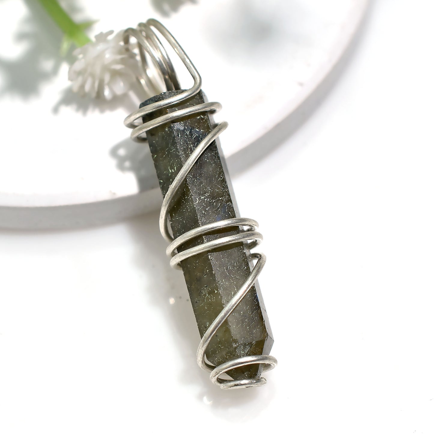 Wholesale Blue Flash Labradorite Pendant – Silver Wire Wrapped Energy Stone
