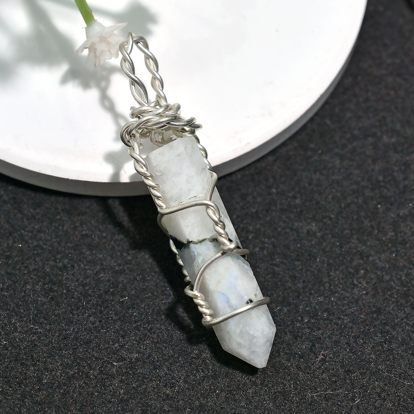 Mystical Rainbow Moonstone Pendant – Wholesale Silver Wire Wrapped Jewelry