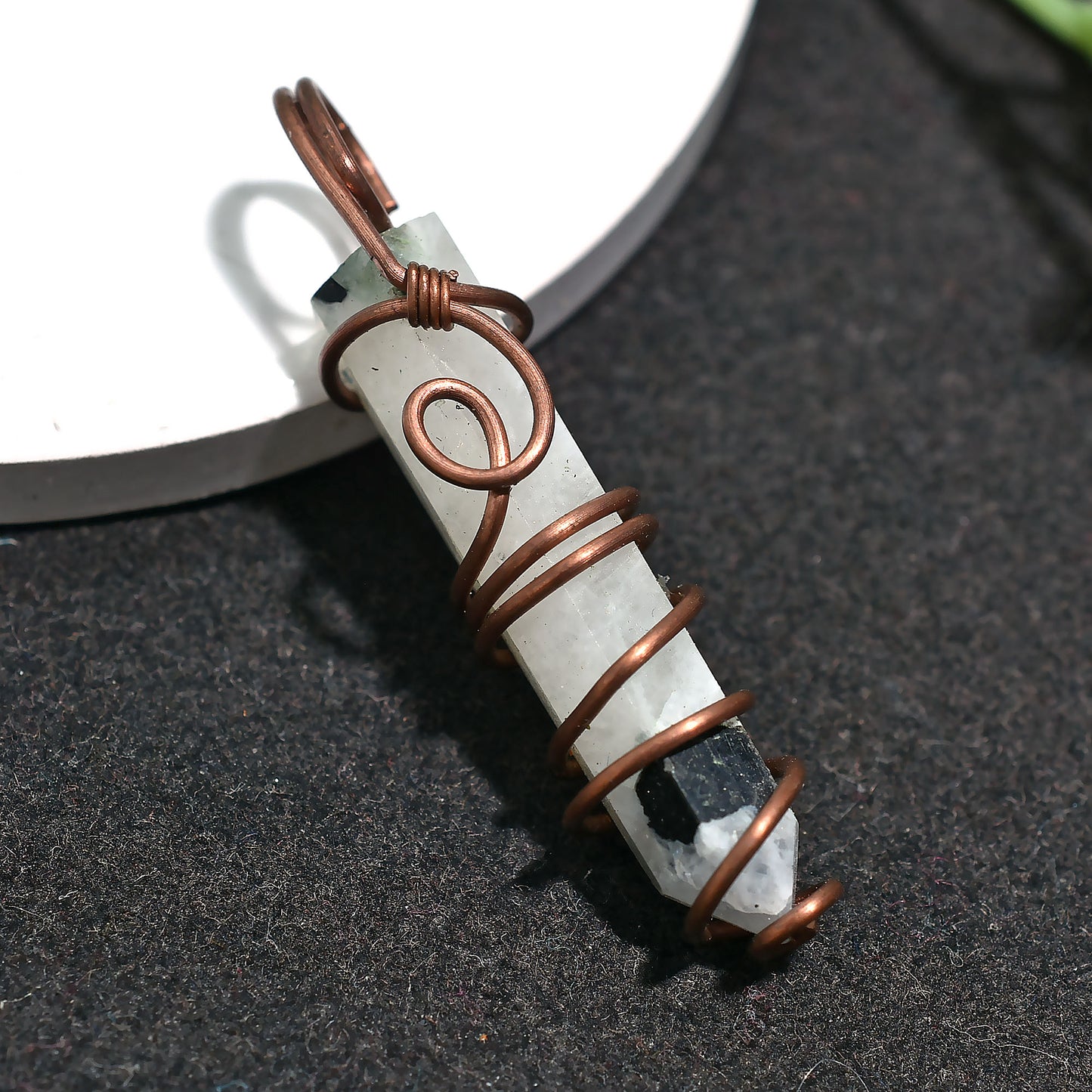 Affordable!! Rainbow Moonstone Pendant – Wholesale Copper Wire Wrapped Point Necklace