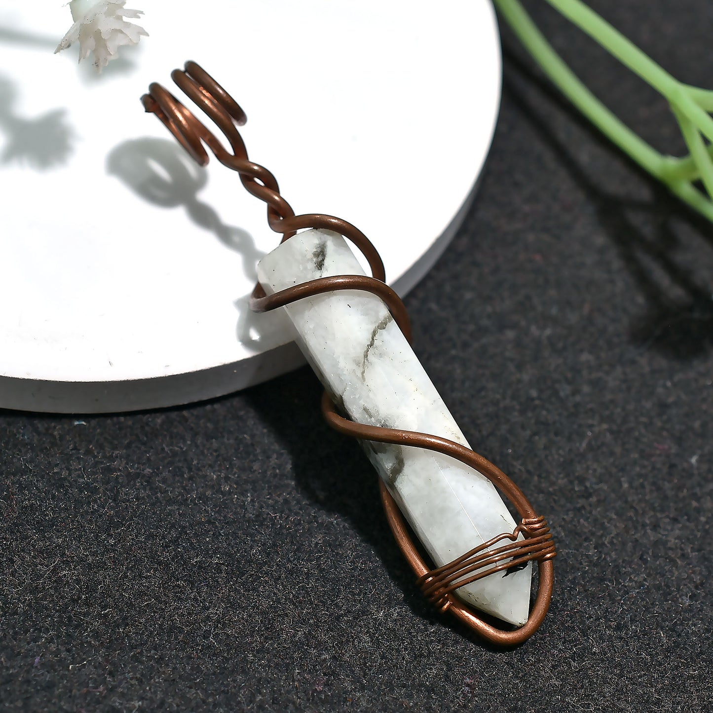 Spiritual Rainbow Moonstone Pendant – Wholesale Copper Wire Wrapped Crystal Energy Necklace
