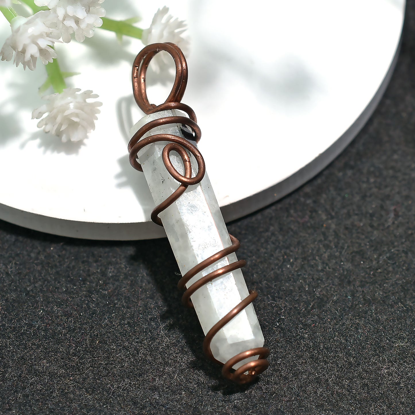 Unique Rainbow Moonstone Pendant - Wholesale Handcrafted Healing Crystal Necklace 26ct