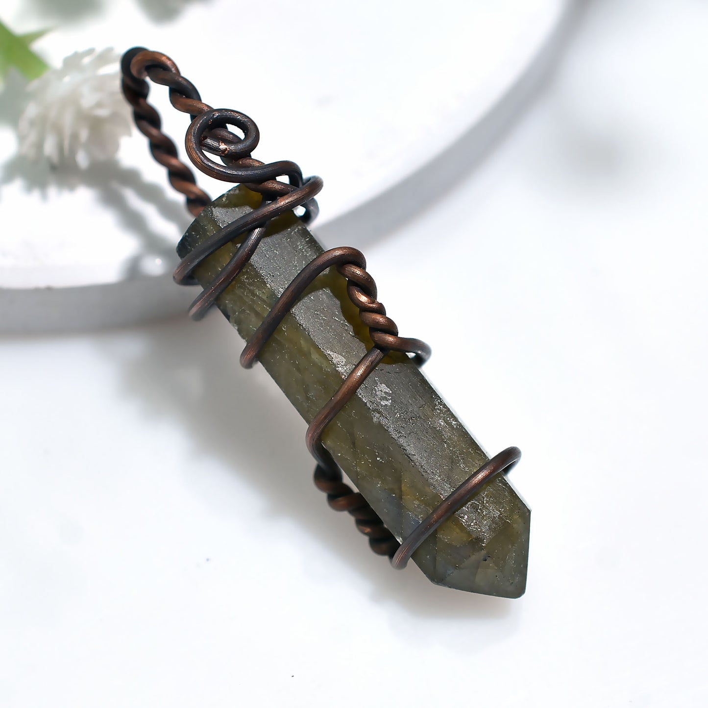 Vintage Oxidized Copper Labradorite Pendant - Wholesale Gemstone Necklace 25ct