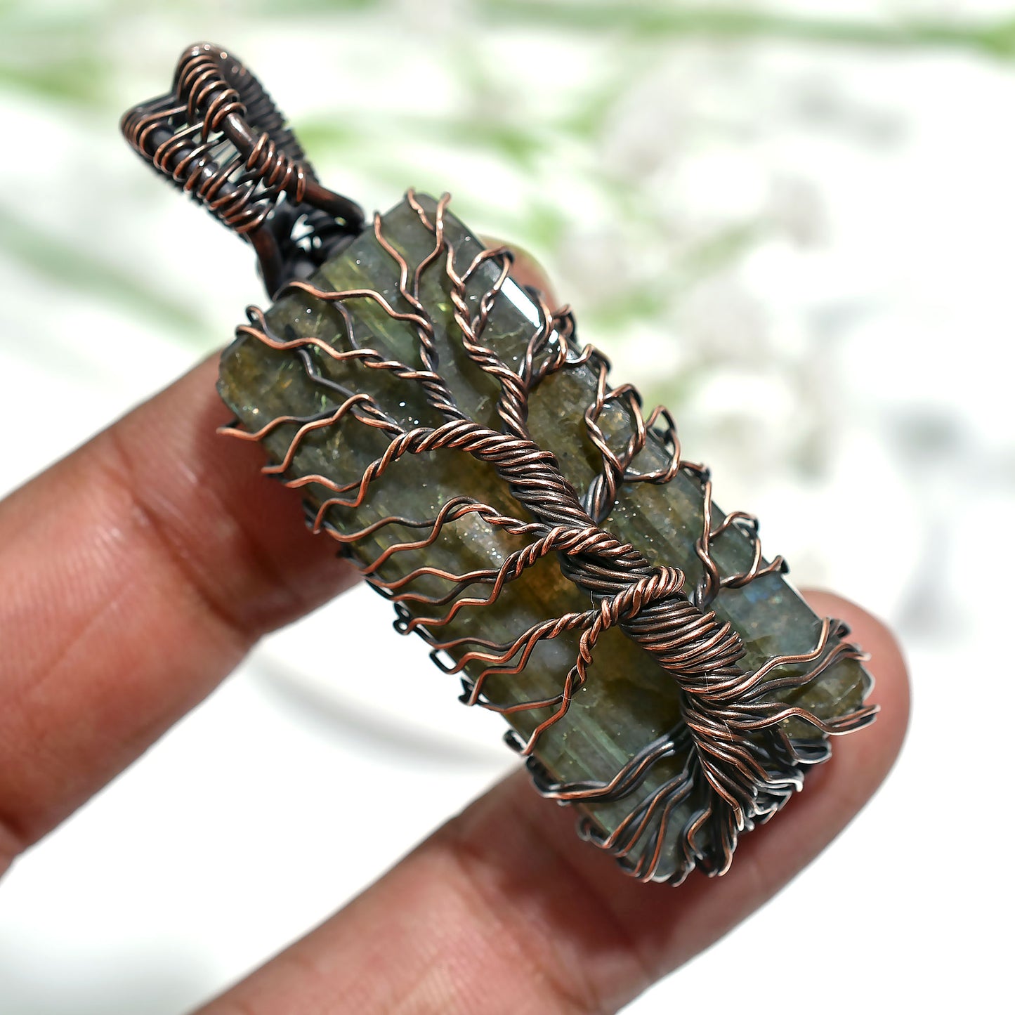 Third Eye Labradorite Pendant – Oxidized Copper Wire Wrapped Stone Wholesale Jwelery
