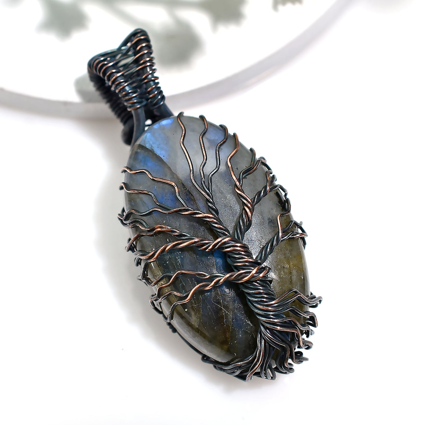 Wholesale Copper Labradorite Pendant – Mystical Wire Wrapped Gemstone