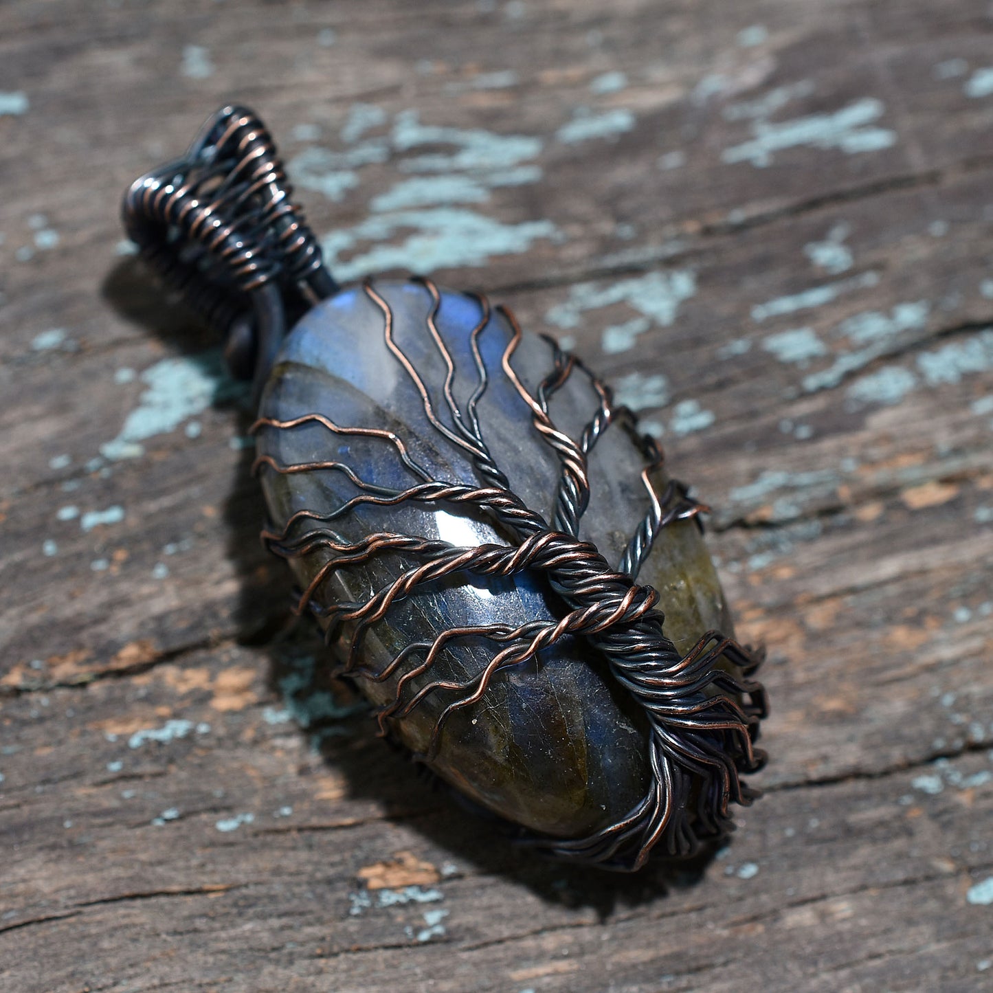 Wholesale Copper Labradorite Pendant – Mystical Wire Wrapped Gemstone