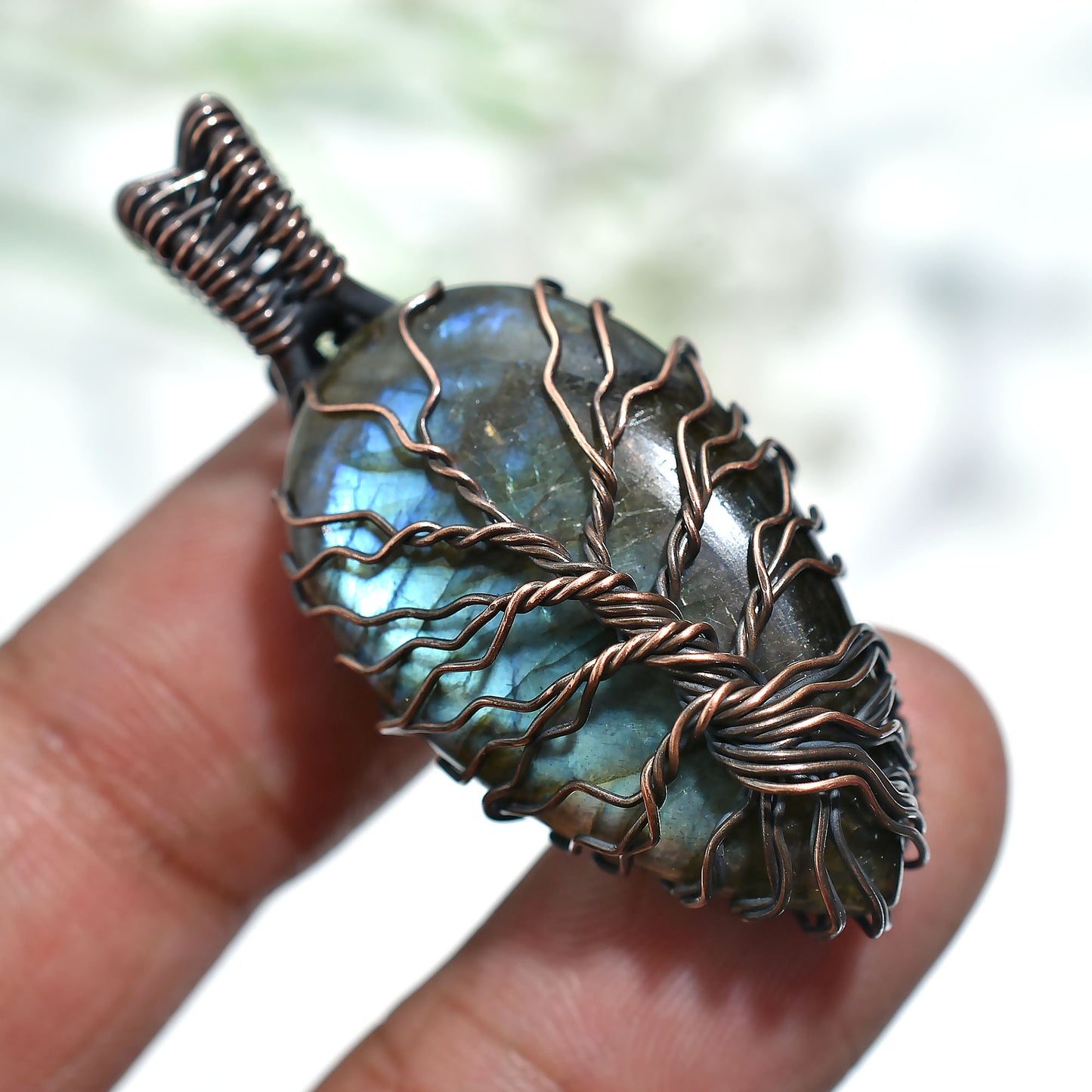 Rustic Labradorite Necklace – Copper Wire Wrapped Gemstone Wholesale Jewelry