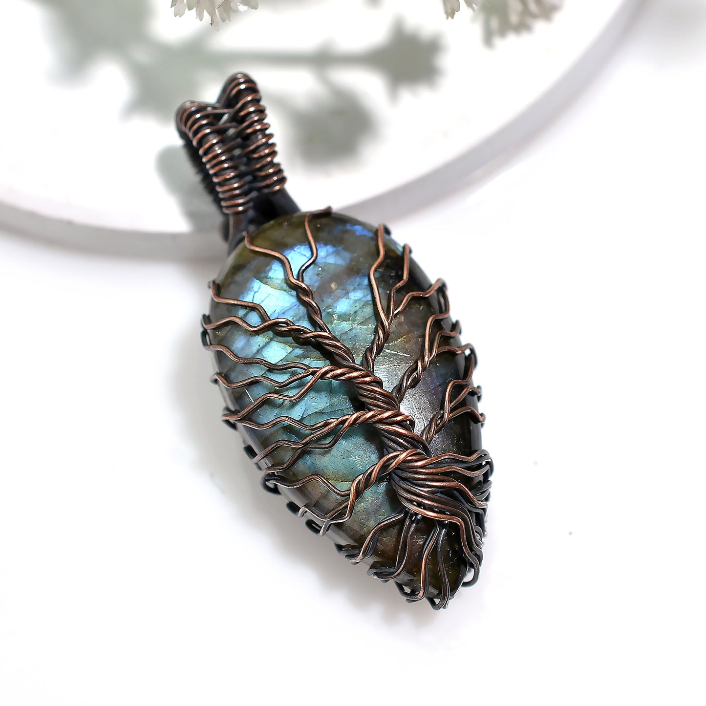 Rustic Labradorite Necklace – Copper Wire Wrapped Gemstone Wholesale Jewelry