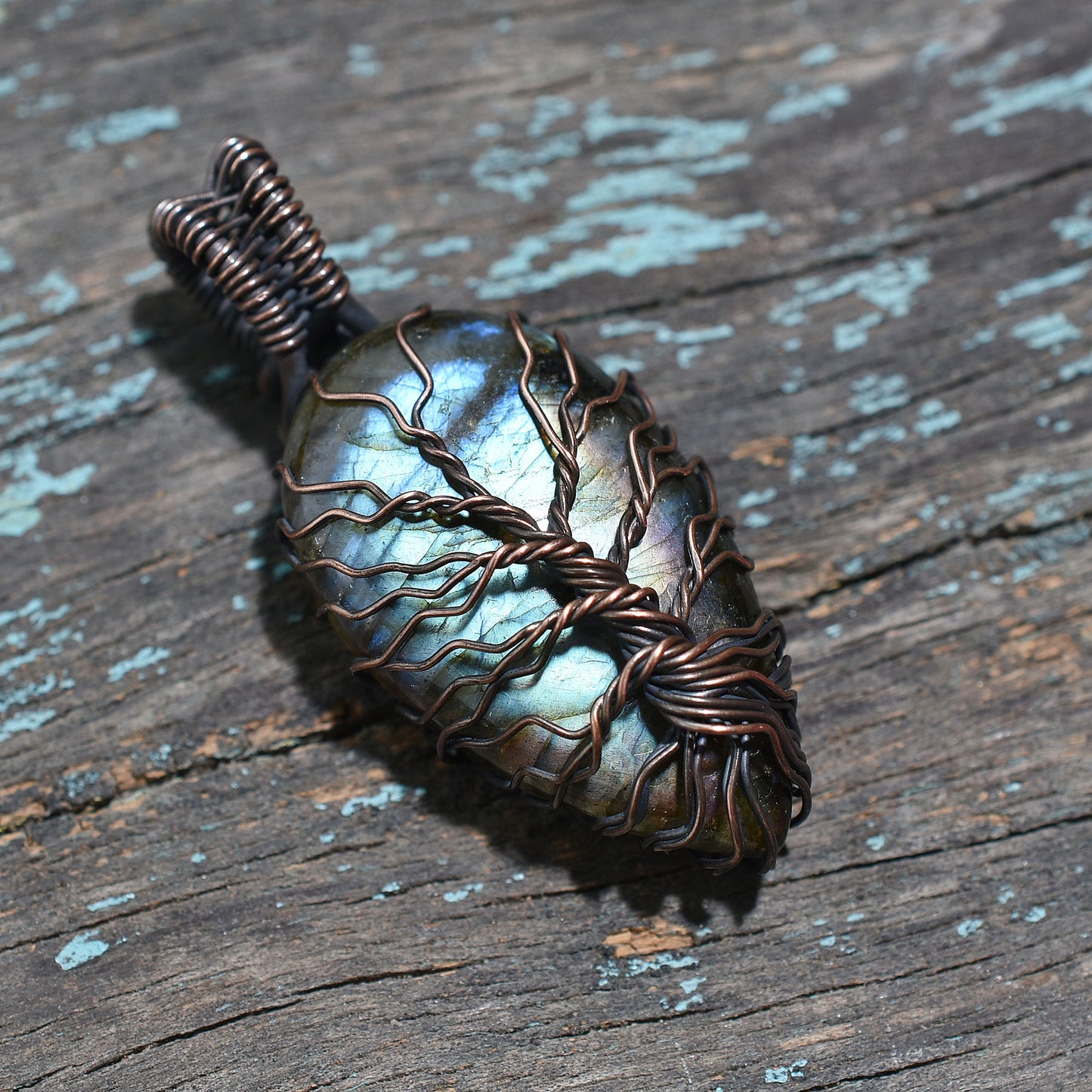 Rustic Labradorite Necklace – Copper Wire Wrapped Gemstone Wholesale Jewelry
