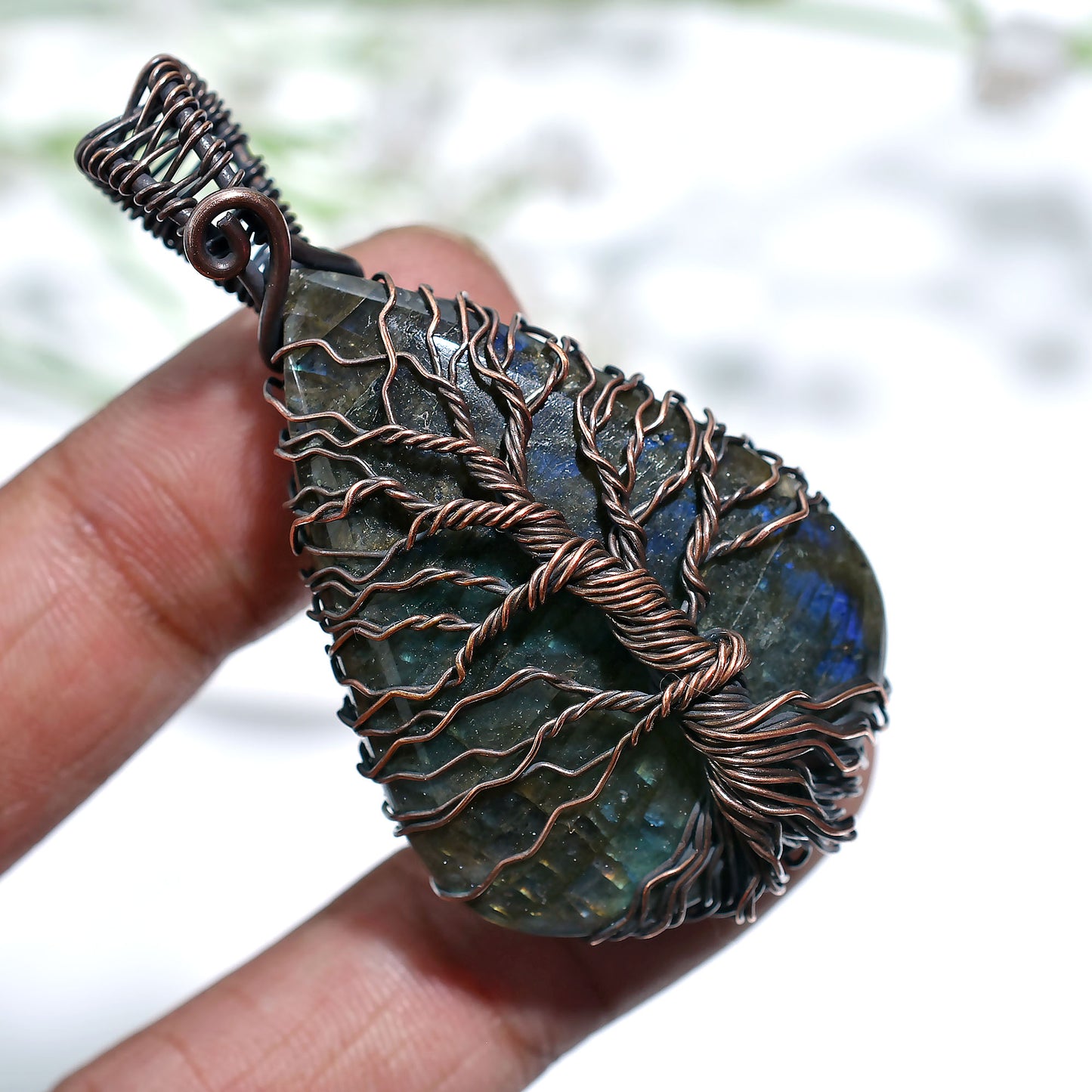 Bohemian Labradorite Pendant – Oxidized Copper Wrapped Gemstone Wholesale Jewelry