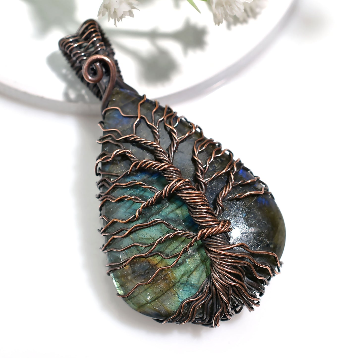 Bohemian Labradorite Pendant – Oxidized Copper Wrapped Gemstone Wholesale Jewelry