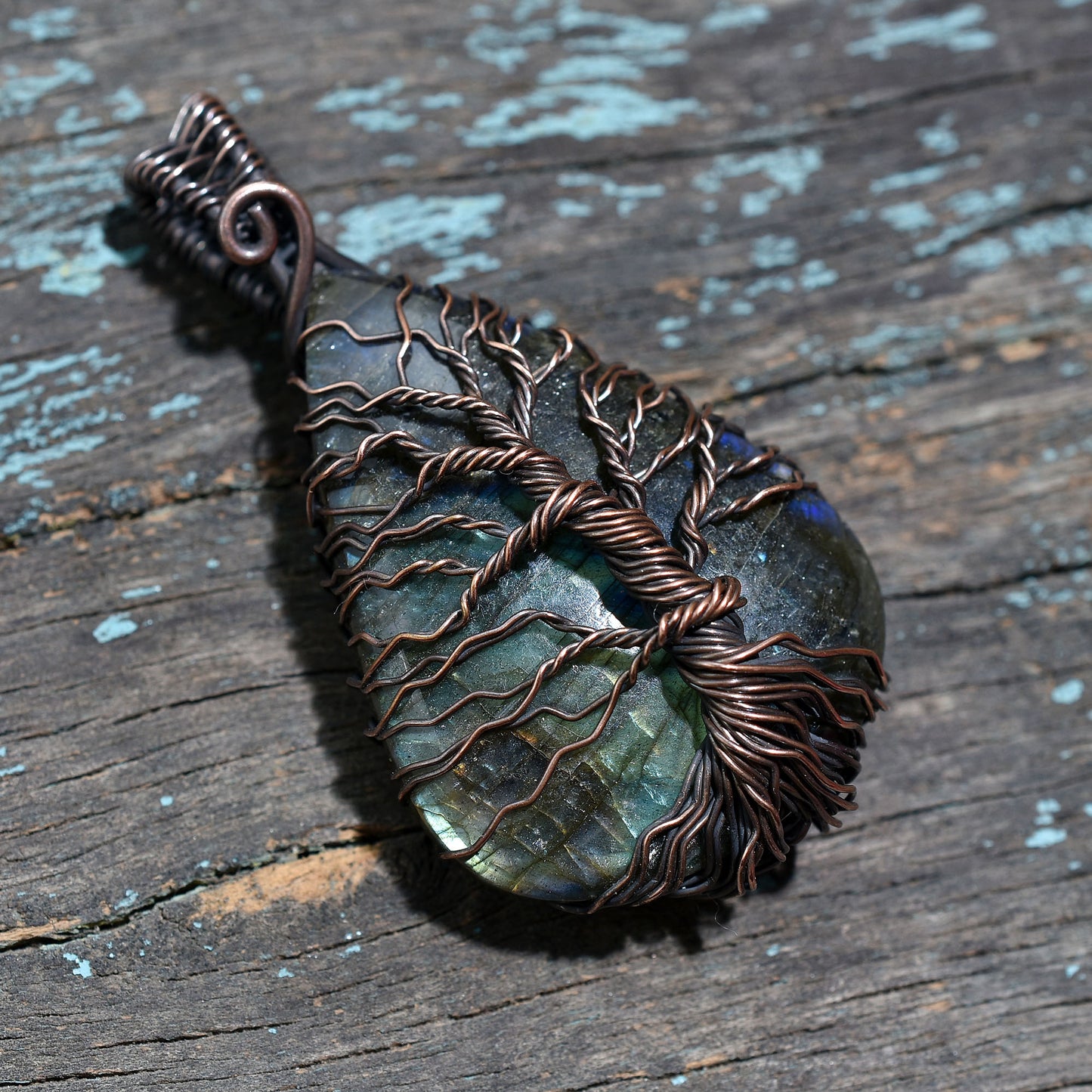 Bohemian Labradorite Pendant – Oxidized Copper Wrapped Gemstone Wholesale Jewelry