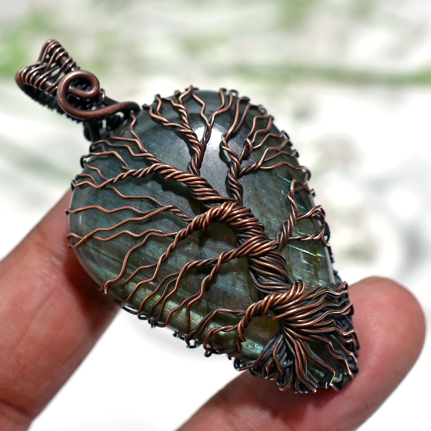 Handmade Oxidise Labradorite Necklace – Copper Wire Wrapped Wholesale Gemstone