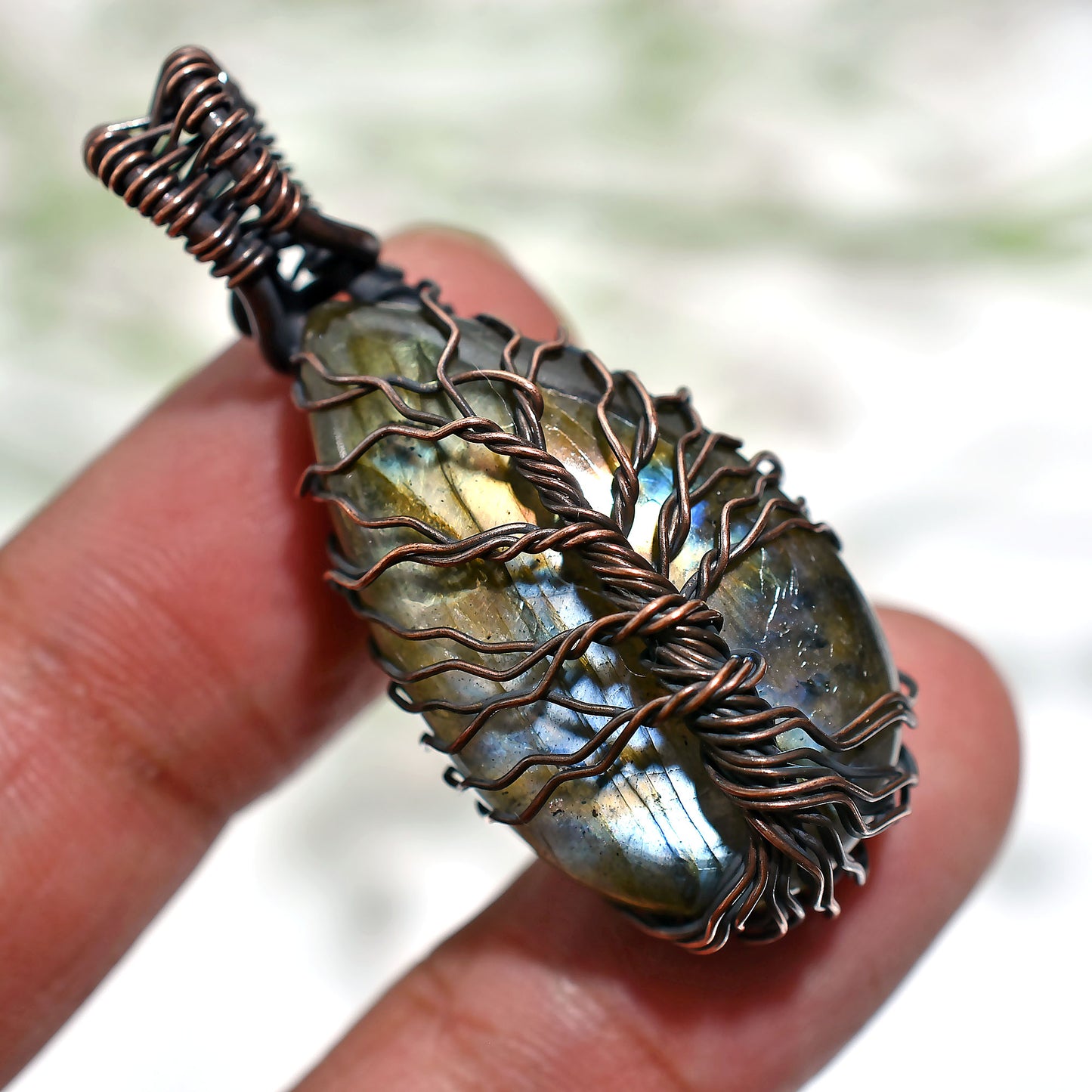 Rustic Labradorite Pendant – Wholesale Copper Wire Wrapped Gemstone Jewelry