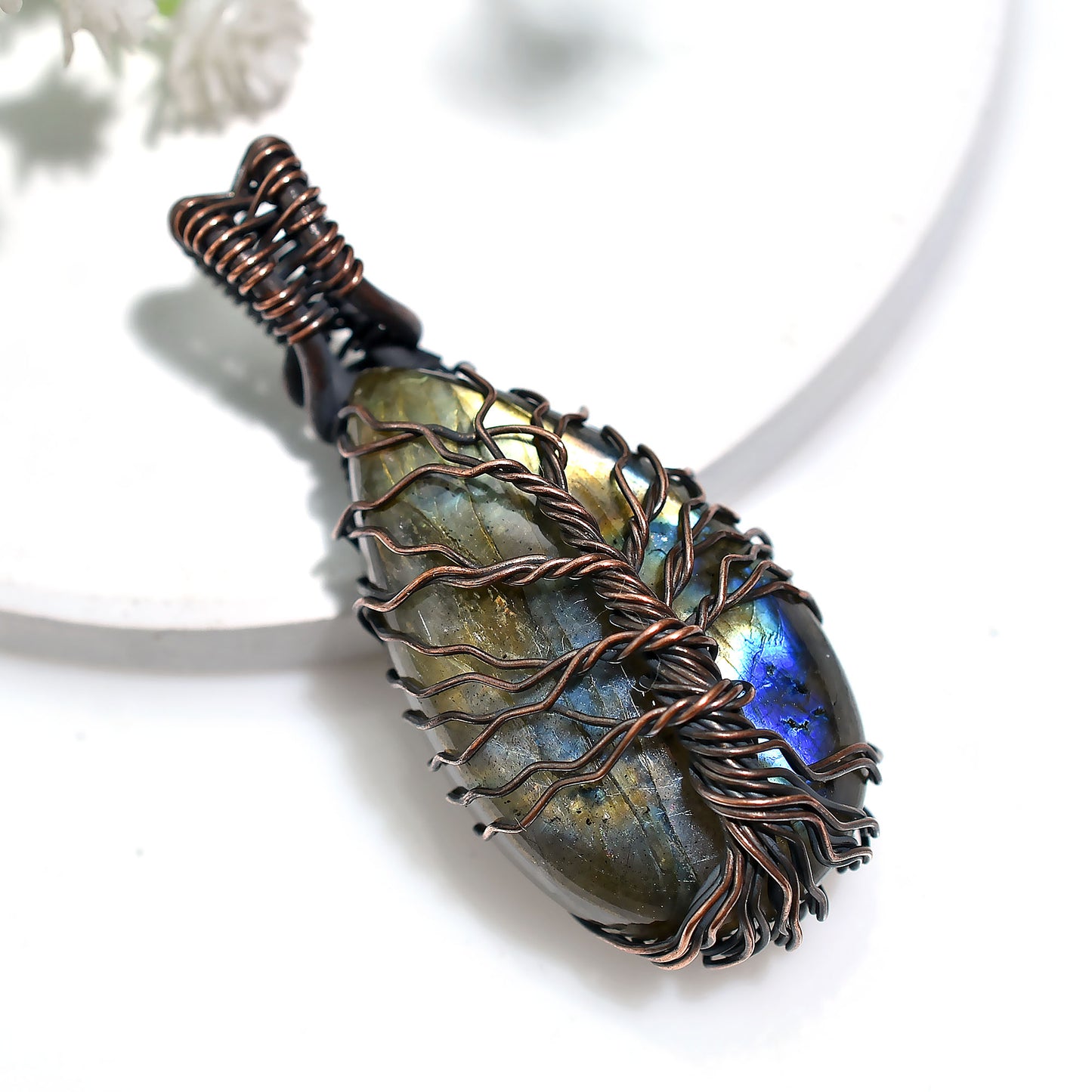 Rustic Labradorite Pendant – Wholesale Copper Wire Wrapped Gemstone Jewelry