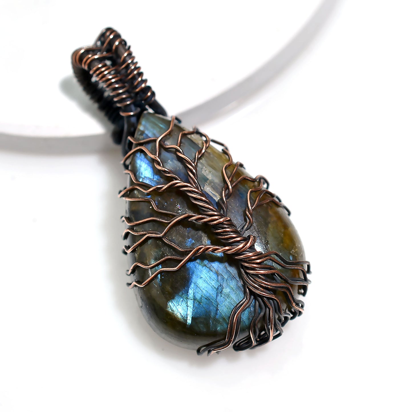 Elegant Labradorite Pendant – Oxidise Copper Wire Wrapped Wholesale Gemstone
