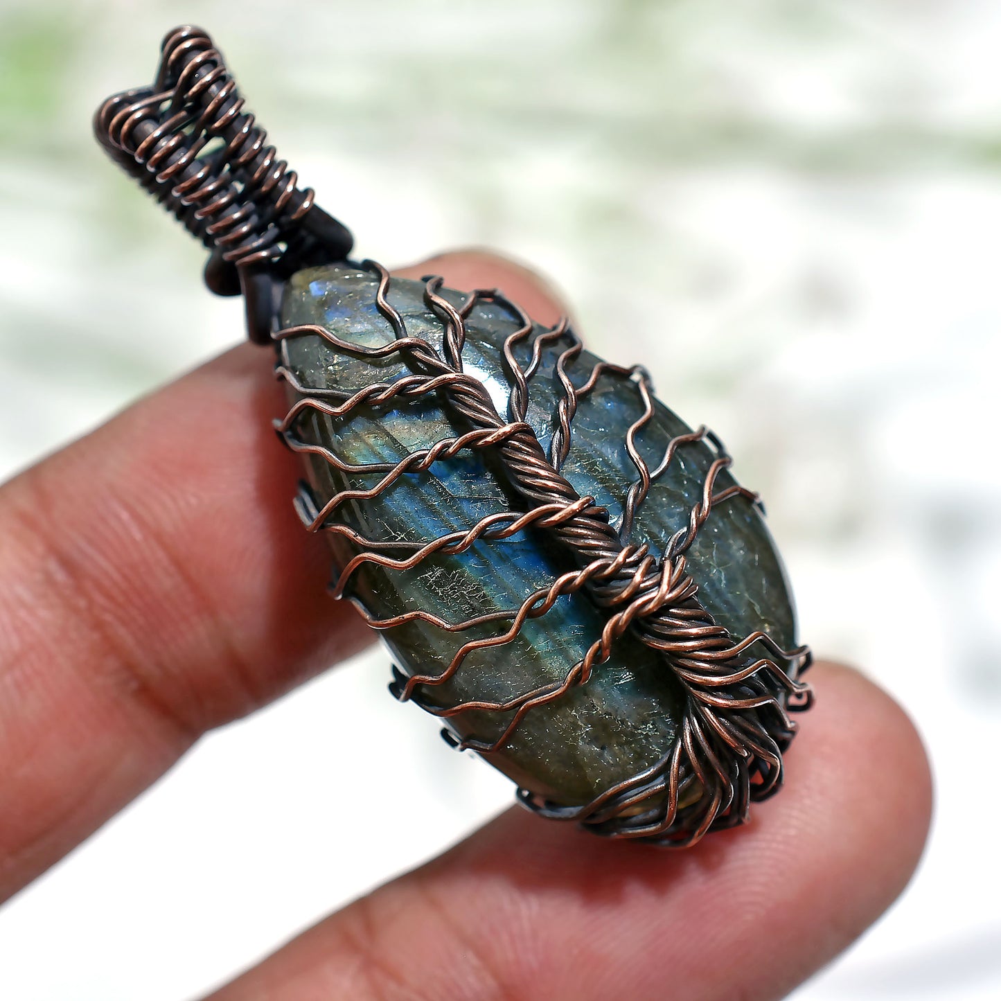 Celestial Labradorite Pendant – Copper Wire Wrapped Wholesale Gemstone Jewelry