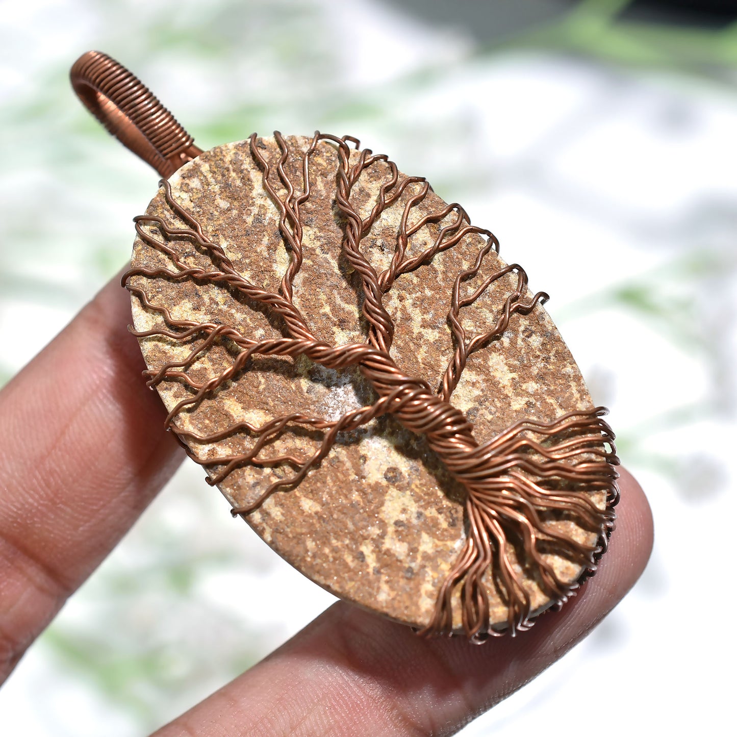 Amazing Psilomelane Gemstone Copper Wire Wrapped Pendant - Wholesale Handcrafted Amulet