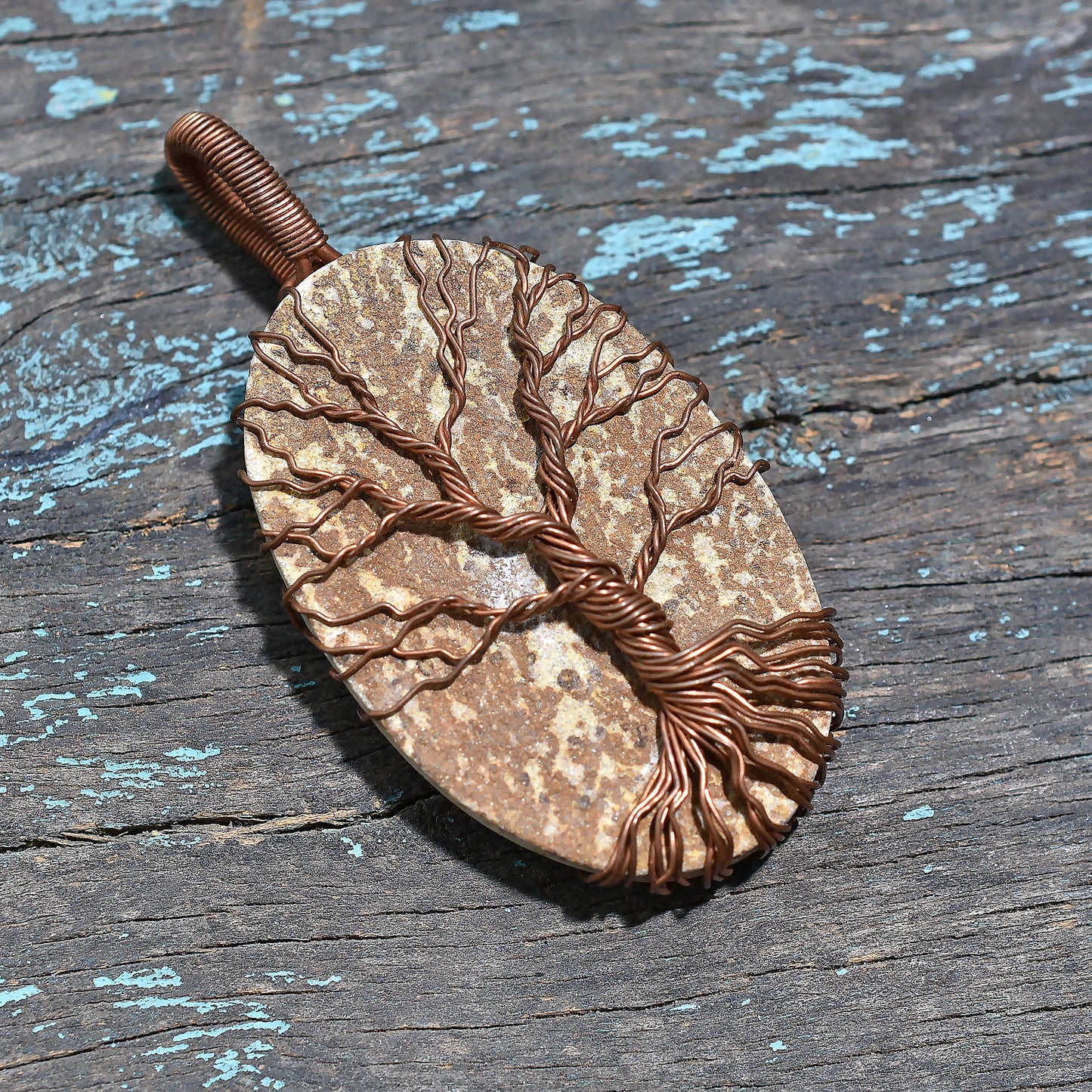 Amazing Psilomelane Gemstone Copper Wire Wrapped Pendant - Wholesale Handcrafted Amulet