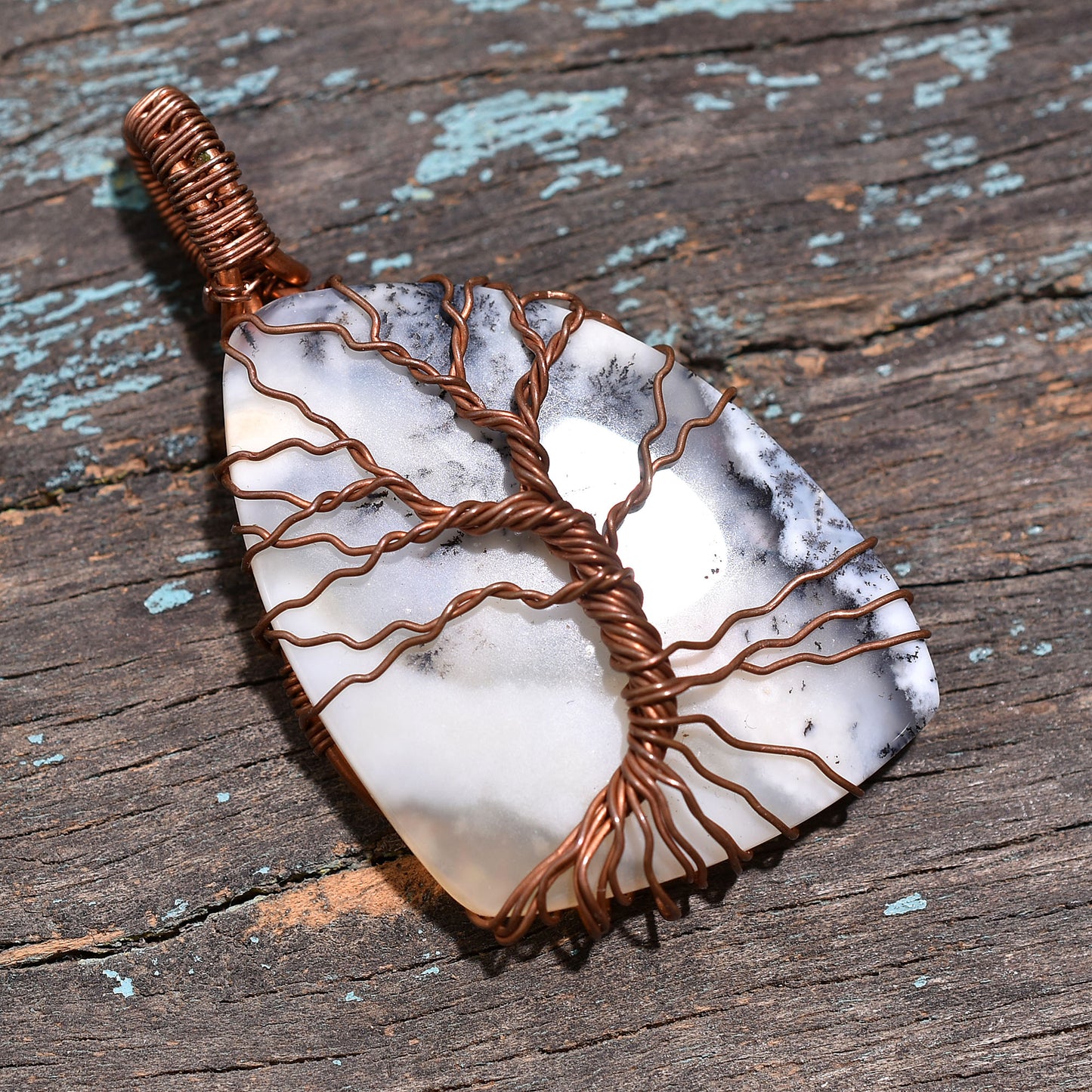 Bohemian Dendrite Opal Pendant Copper Wire Wrapped Pendant-Wholesale Gemstone Jewelry