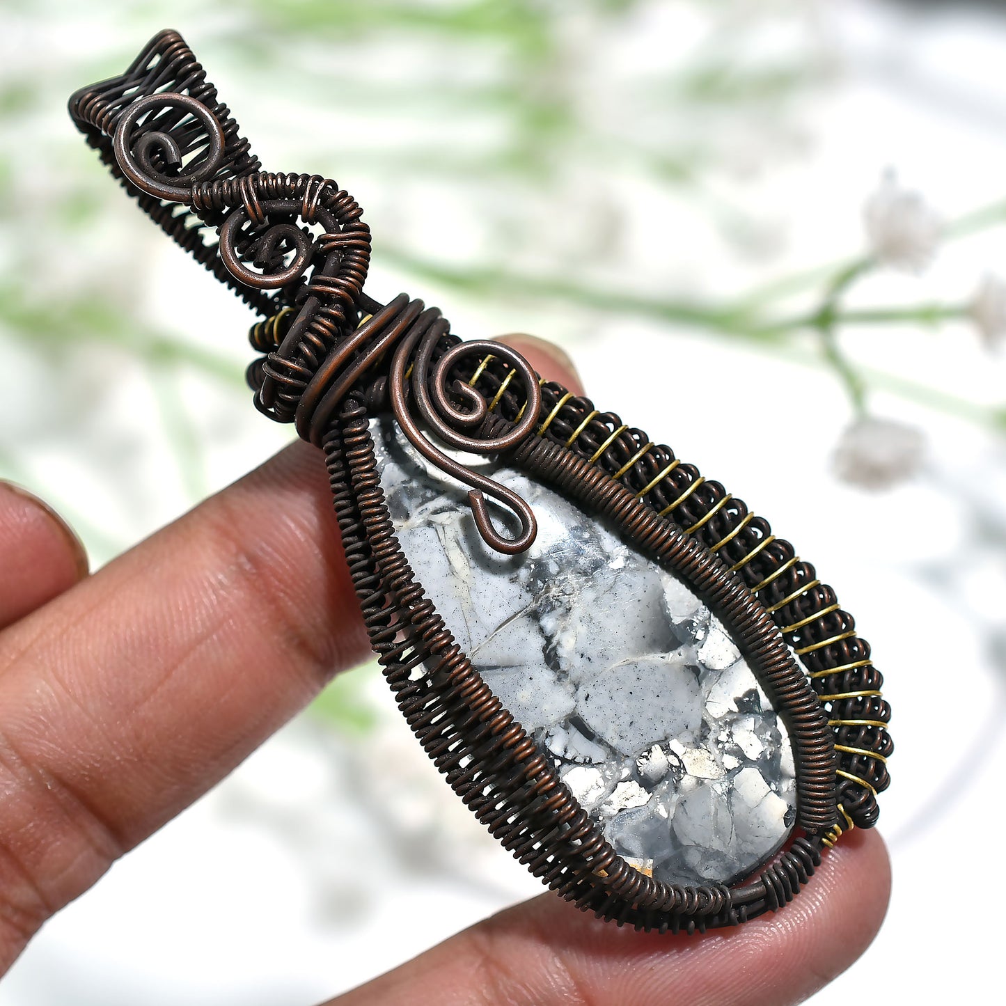 Wholesale Maligano Jasper Oxidized Copper Wire Wrapped Gemstone Pendant – Artisan Design Handcrafted Jewelry