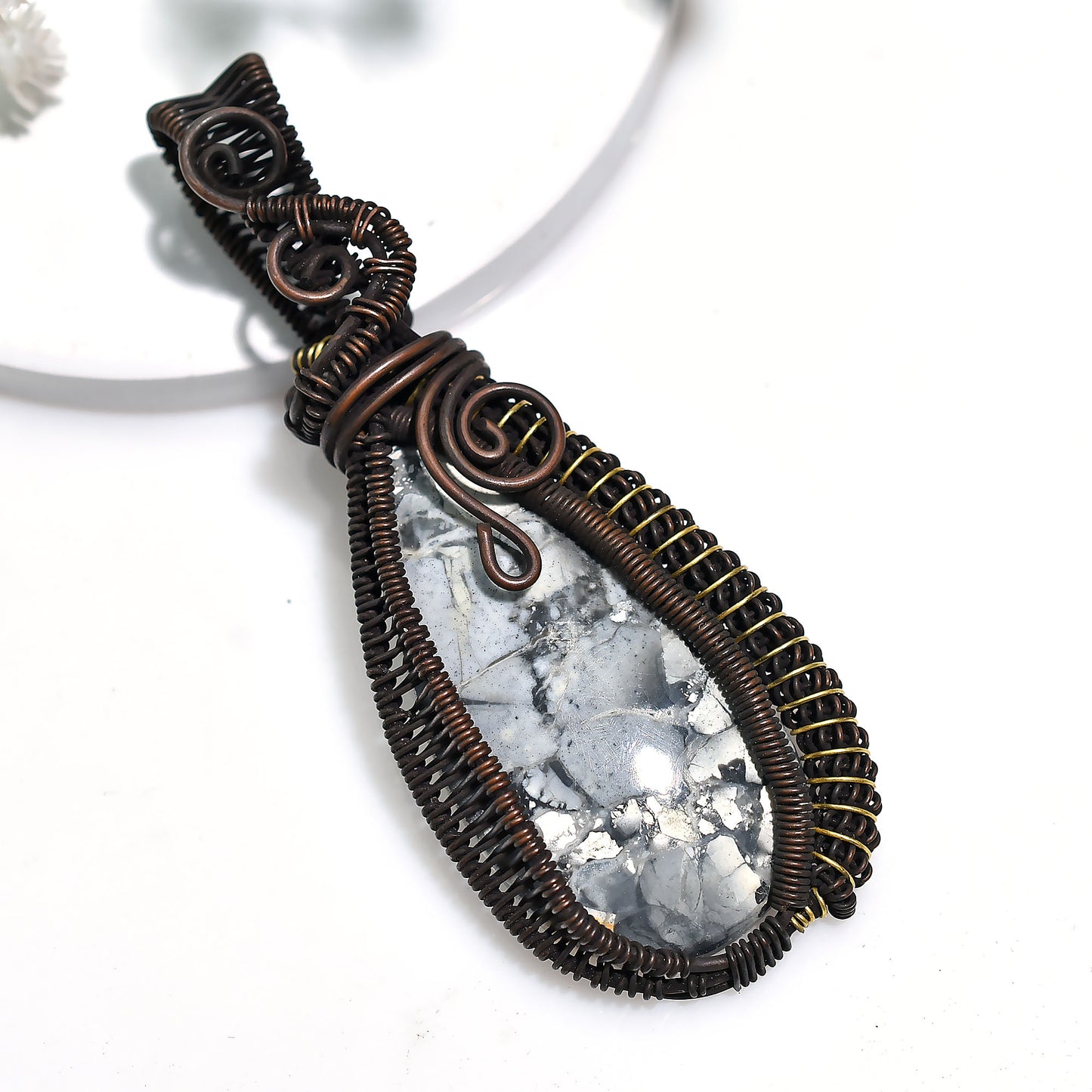 Wholesale Maligano Jasper Oxidized Copper Wire Wrapped Gemstone Pendant – Artisan Design Handcrafted Jewelry