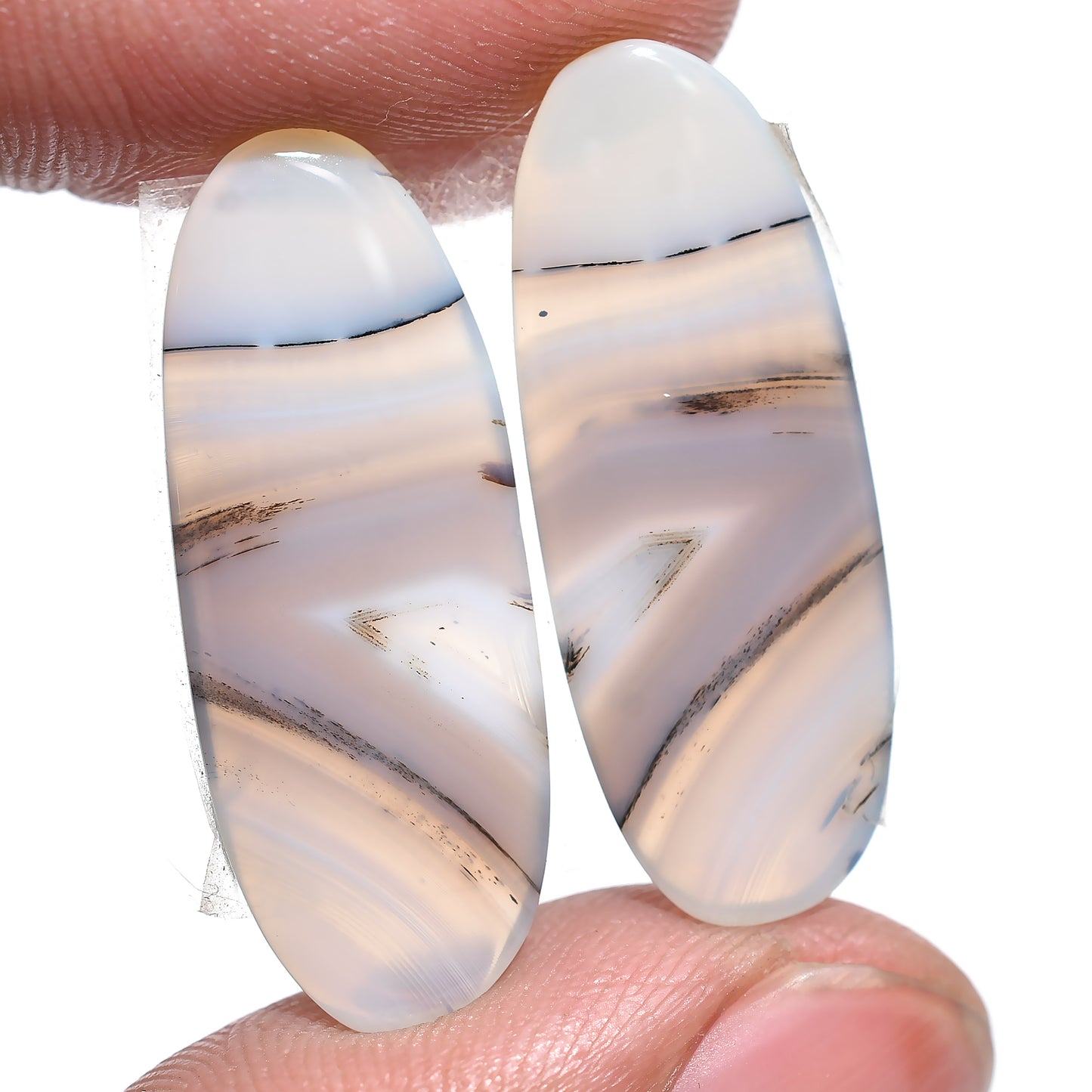 Natural Montana Agate Pair - Agate Cabochon Loose Gemstone for Craft Gifts