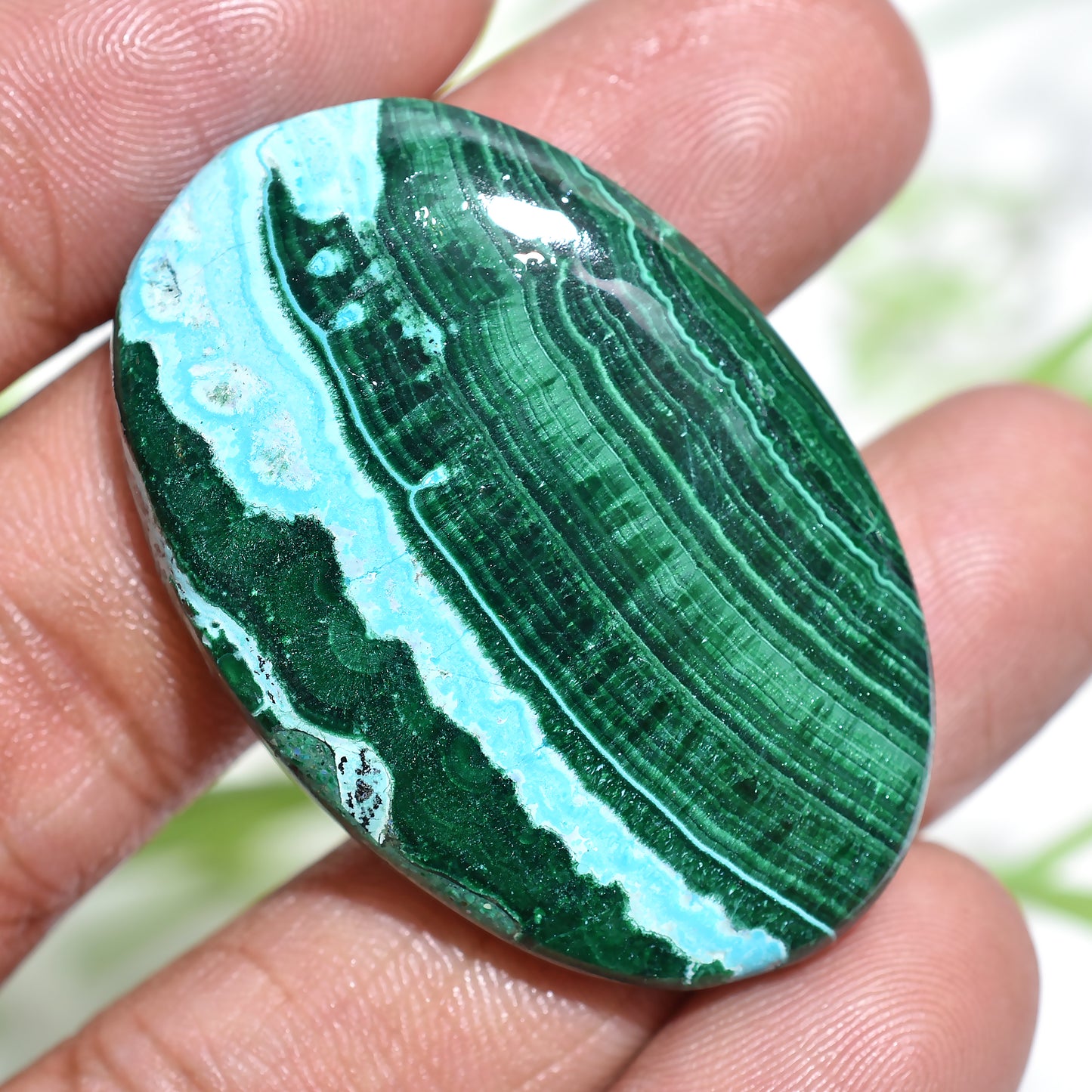 Smooth Oval Malachite Cabochon - Natural Green Crystal Stone for Custom Pendants