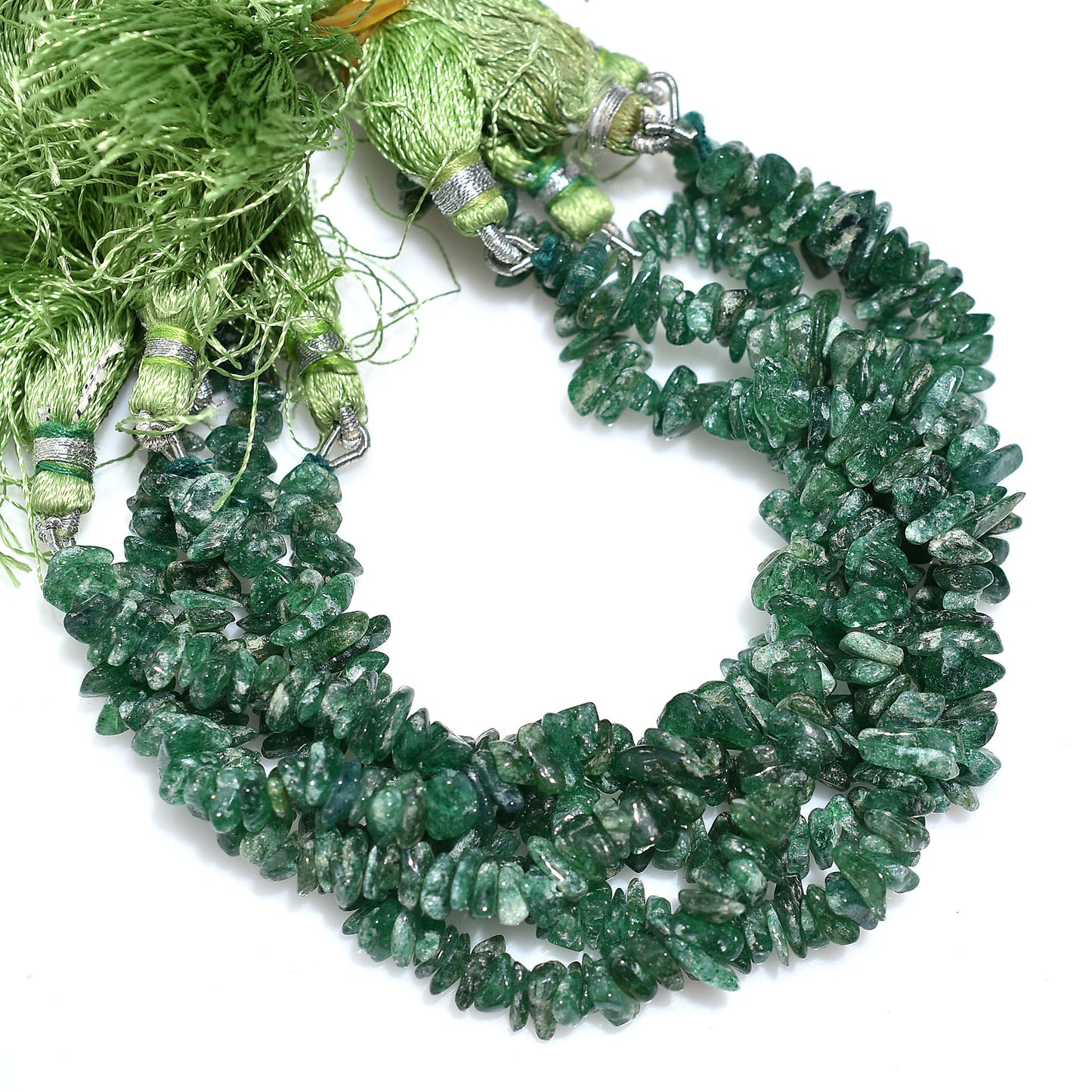 Wholesale Green Mica Uncut Chip Beads – Raw Unpolished Gemstone Strand For DIY Jewelry