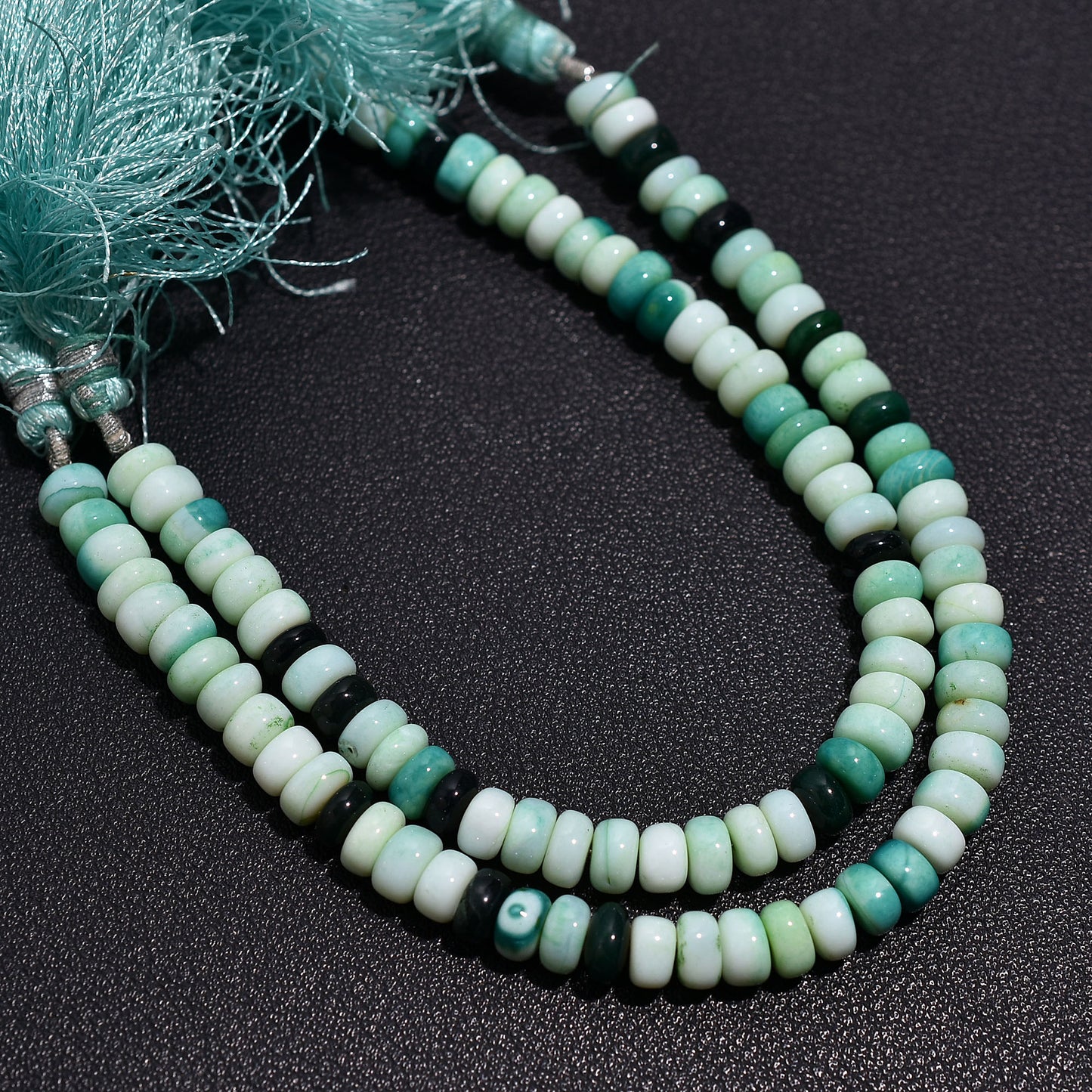 Earthy Green Opal Smooth Rondelle Beads – 7 Inch Gemstone Wholesale Strand For Designers & Crafters