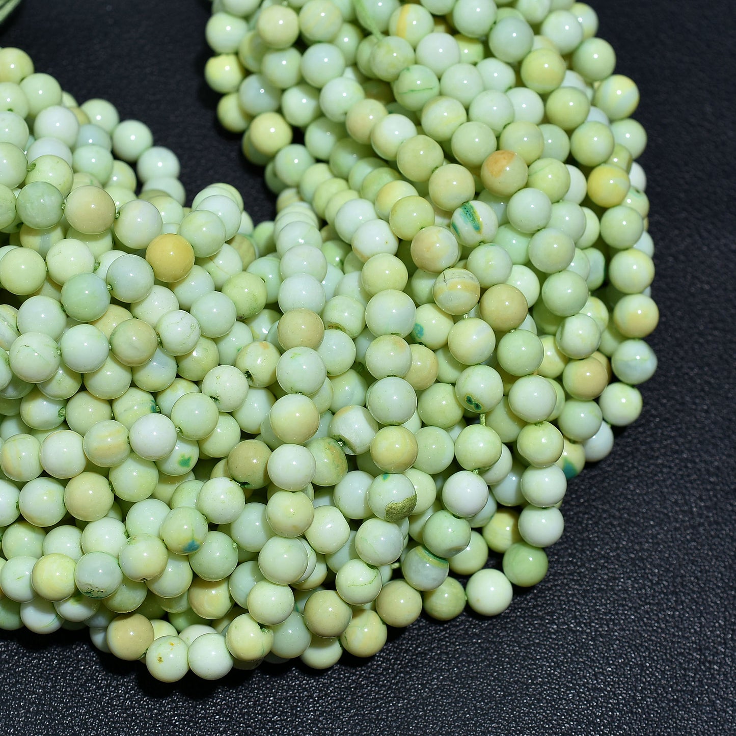 Vibrant Green Opal Smooth Round Beads - 16 Inch Wholesale Gemstone Strand For Crafting